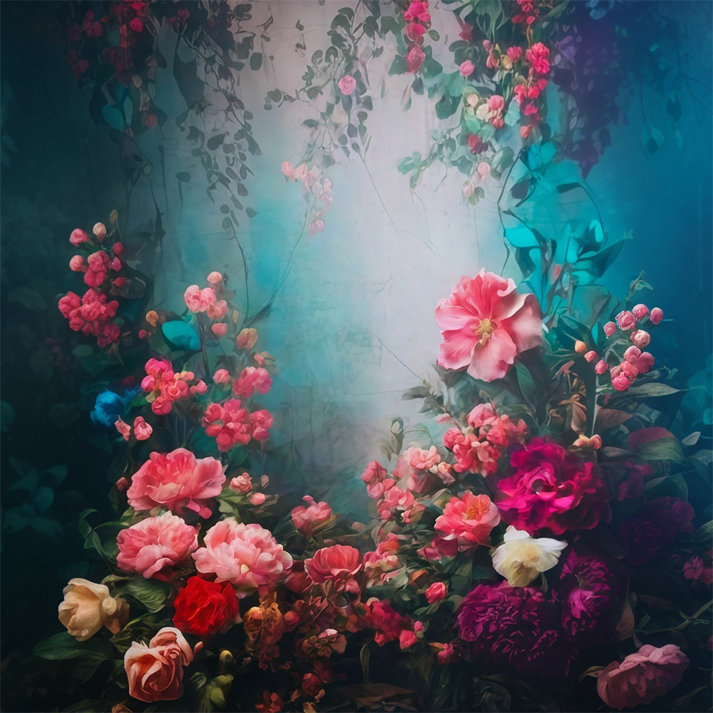 Vintage Flower Backdrop Romantic Garden Blooming Floral Vintage Backdrop MRR9-105