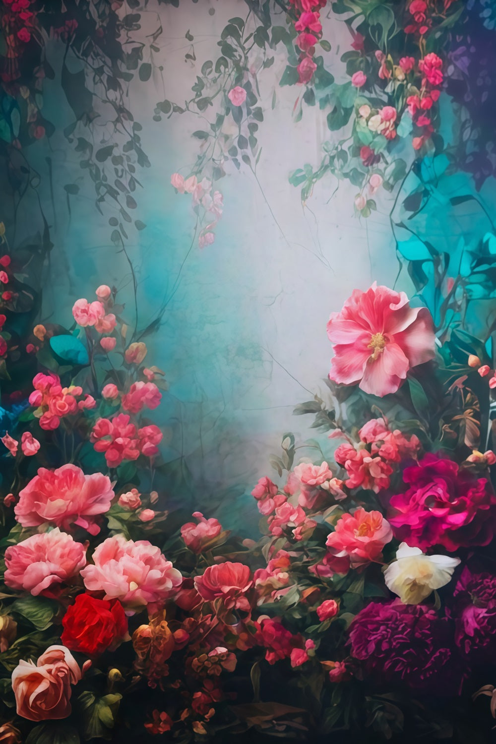 Vintage Flower Backdrop Romantic Garden Blooming Floral Vintage Backdrop MRR9-105