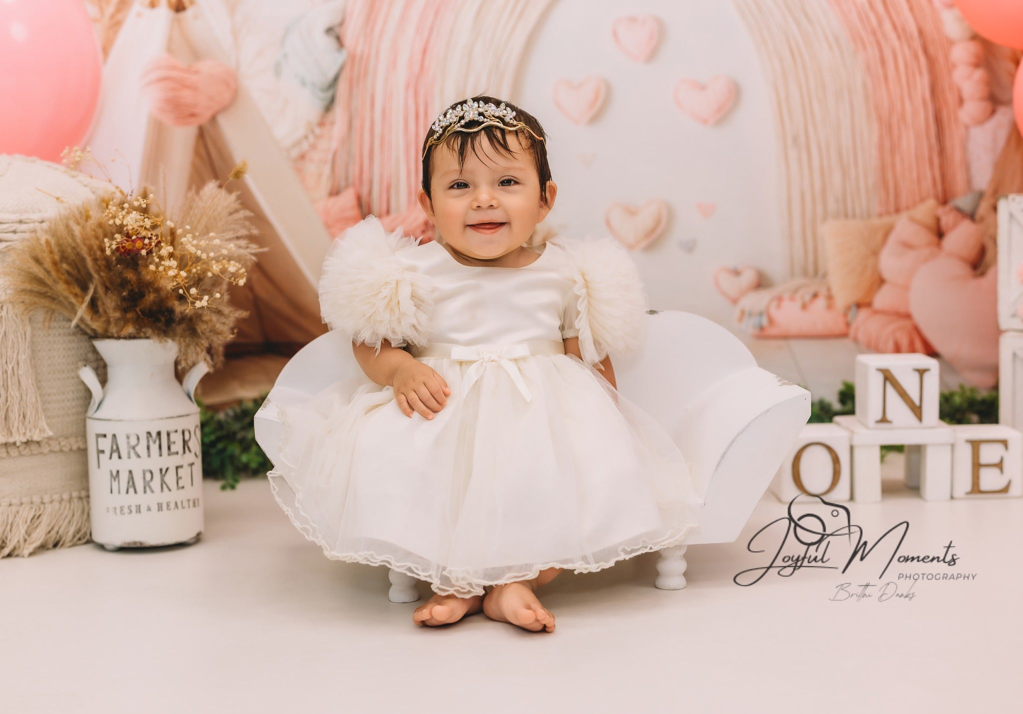 Boho Rainbow Backdrop Pink Rainbow Heart Decor Photography Backdrops for Kids MRR9-11