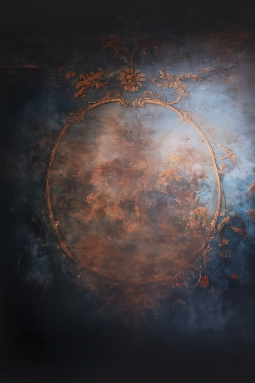 Vintage Backdrop Retro Ornate Circular Frame Vintage Photo Backdrop MRR9-113