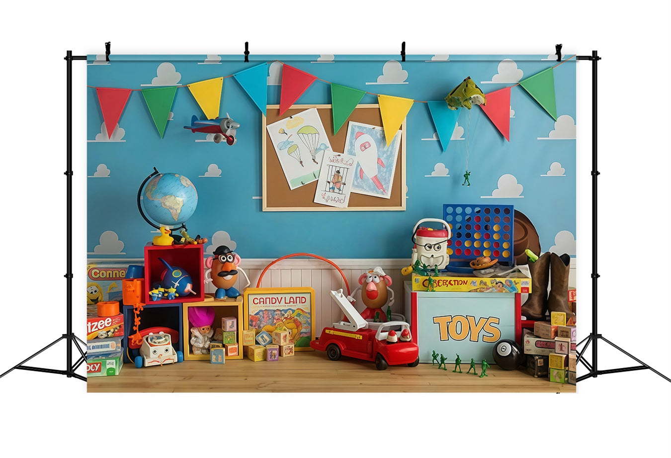 Back To School Backdrop Colorful Toy Story Playroom School Backdrop MRR9-114