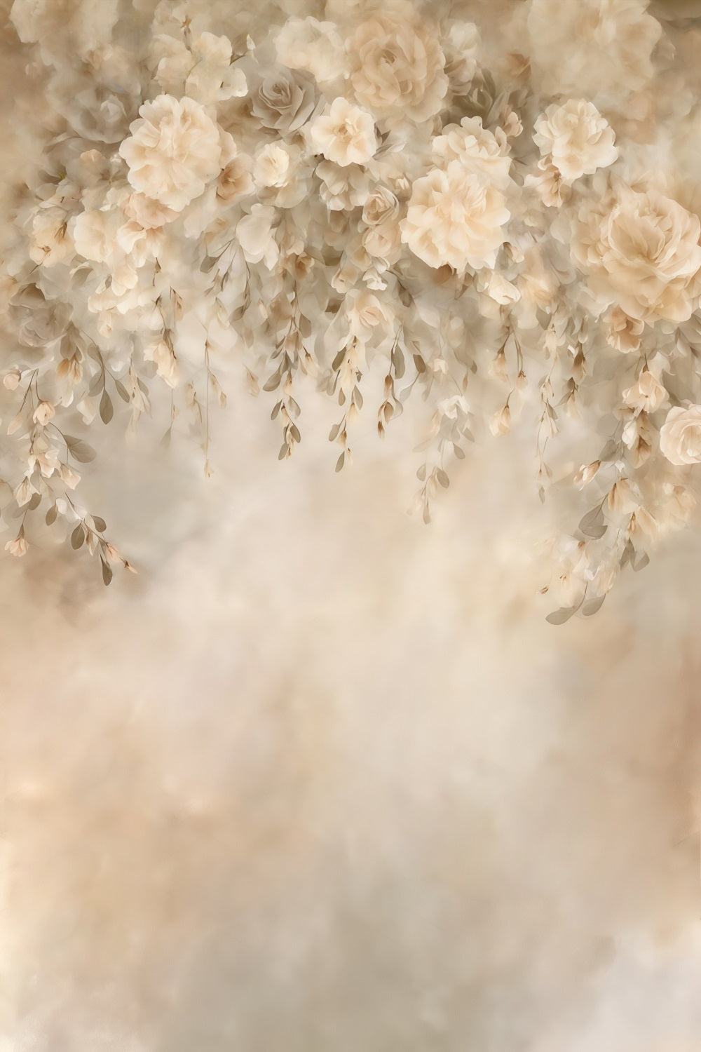 Vintage Backdrop Beige Hanging Floral Cascade Classic Photo Backdrop MRR9-115