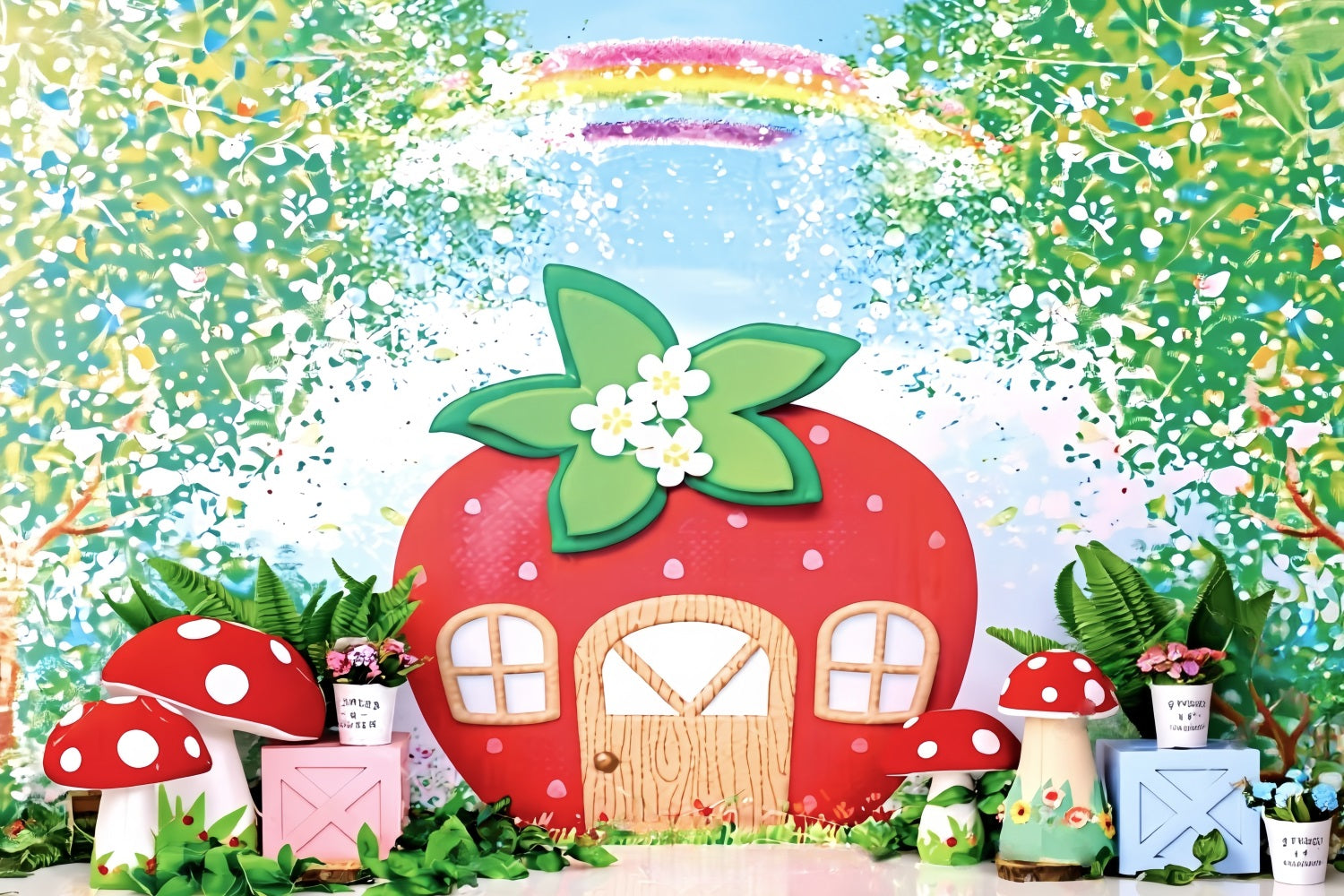 Children Backdrops Strawberry House Fairy Garden newborn Photography Backdrop MRR9-12