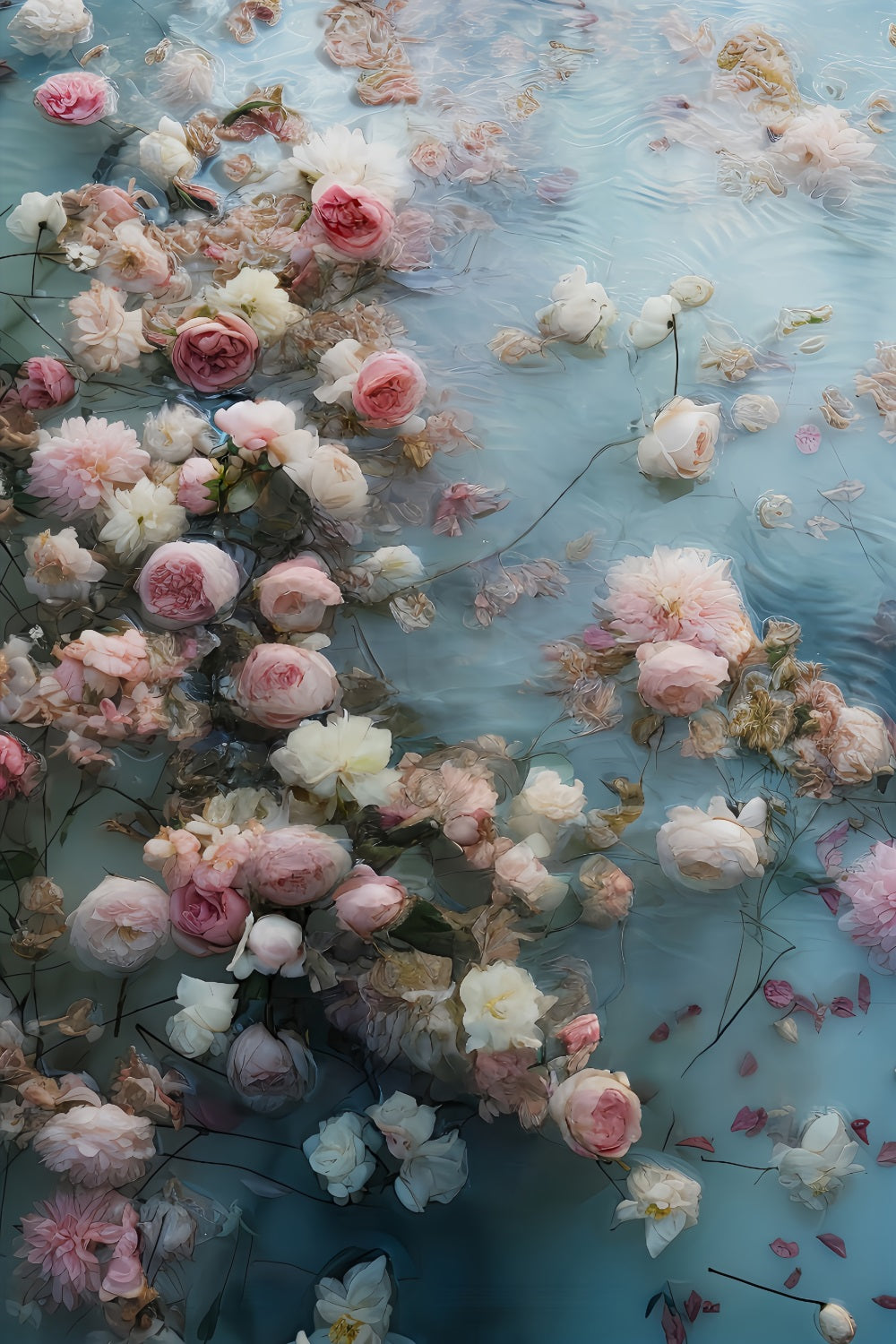 Floral Photo Backdrop Romantic Floating Garden Roses Flower Backdrop MRR9-121