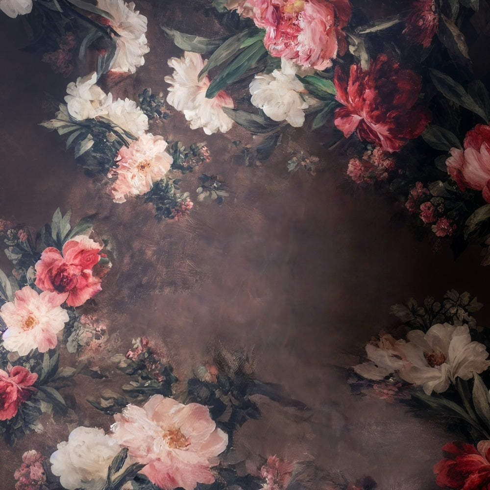 Flower Backdrop Vintage Painted Floral Elegance Floral Photo Backdrop MRR9-122