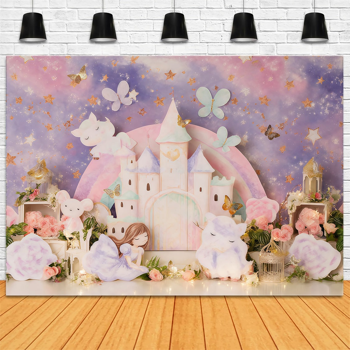 Princess Castle Backdrop Dreamy Pastel Fairy Castle Children Backdrops MRR9-126