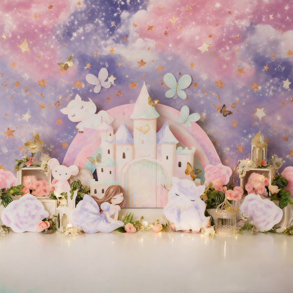 Princess Castle Backdrop Dreamy Pastel Fairy Castle Children Backdrops MRR9-126