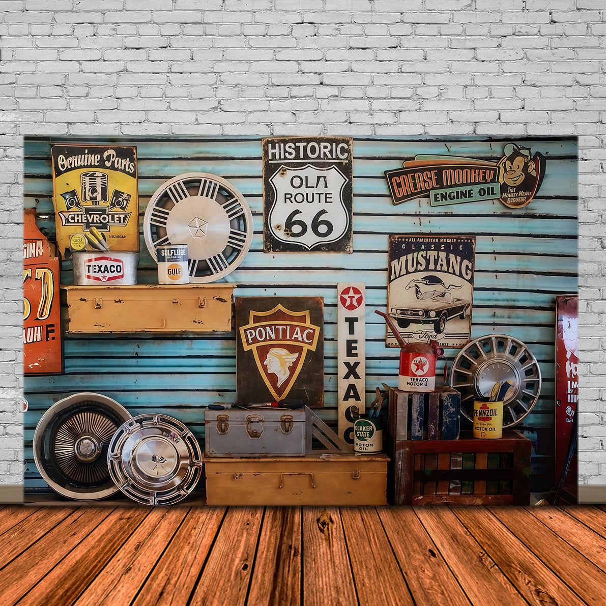 Newborn Photo Backdrop Vintage Garage Route Signs Kids Backdrop MRR9-127