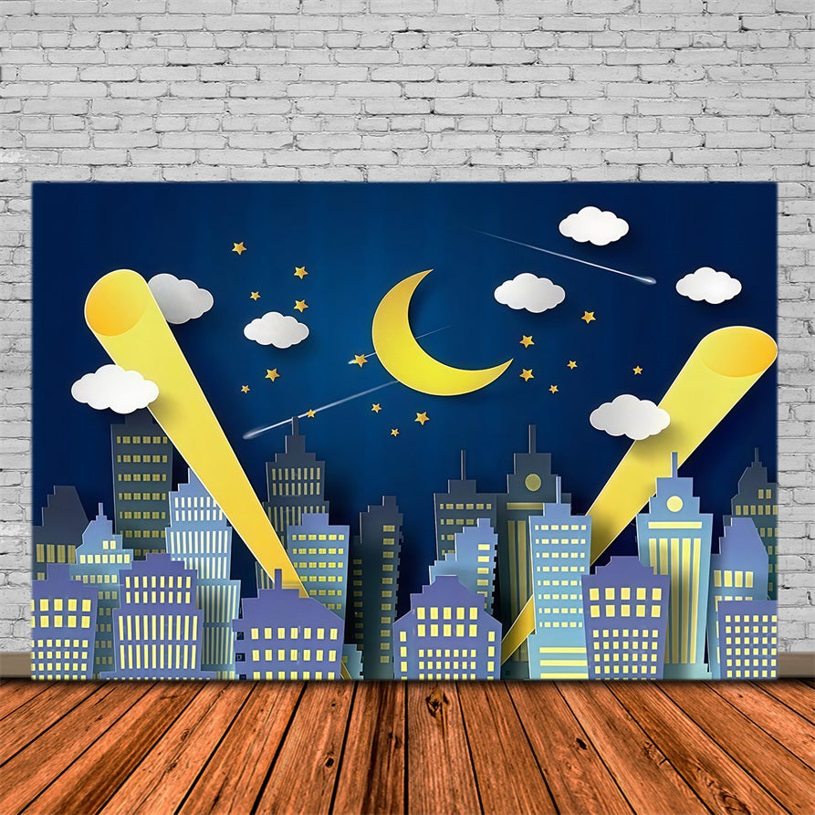 Newborn Photography Backdrops Night City Skyline Moonlight Children Backdrop MRR9-128