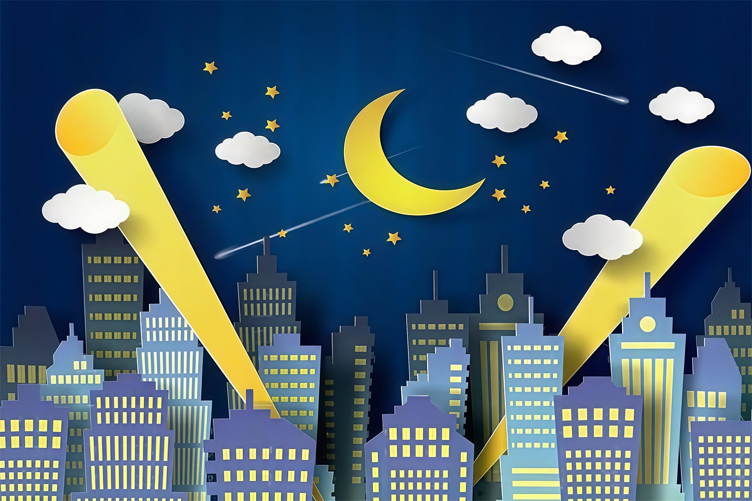 Newborn Photography Backdrops Night City Skyline Moonlight Children Backdrop MRR9-128