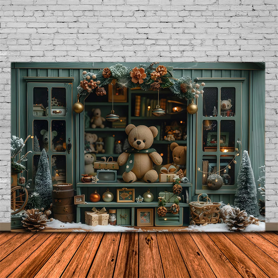 Christmas Photo Backdrop Teddy Bear Holiday Window Display Christmas Backdrops MRR9-130