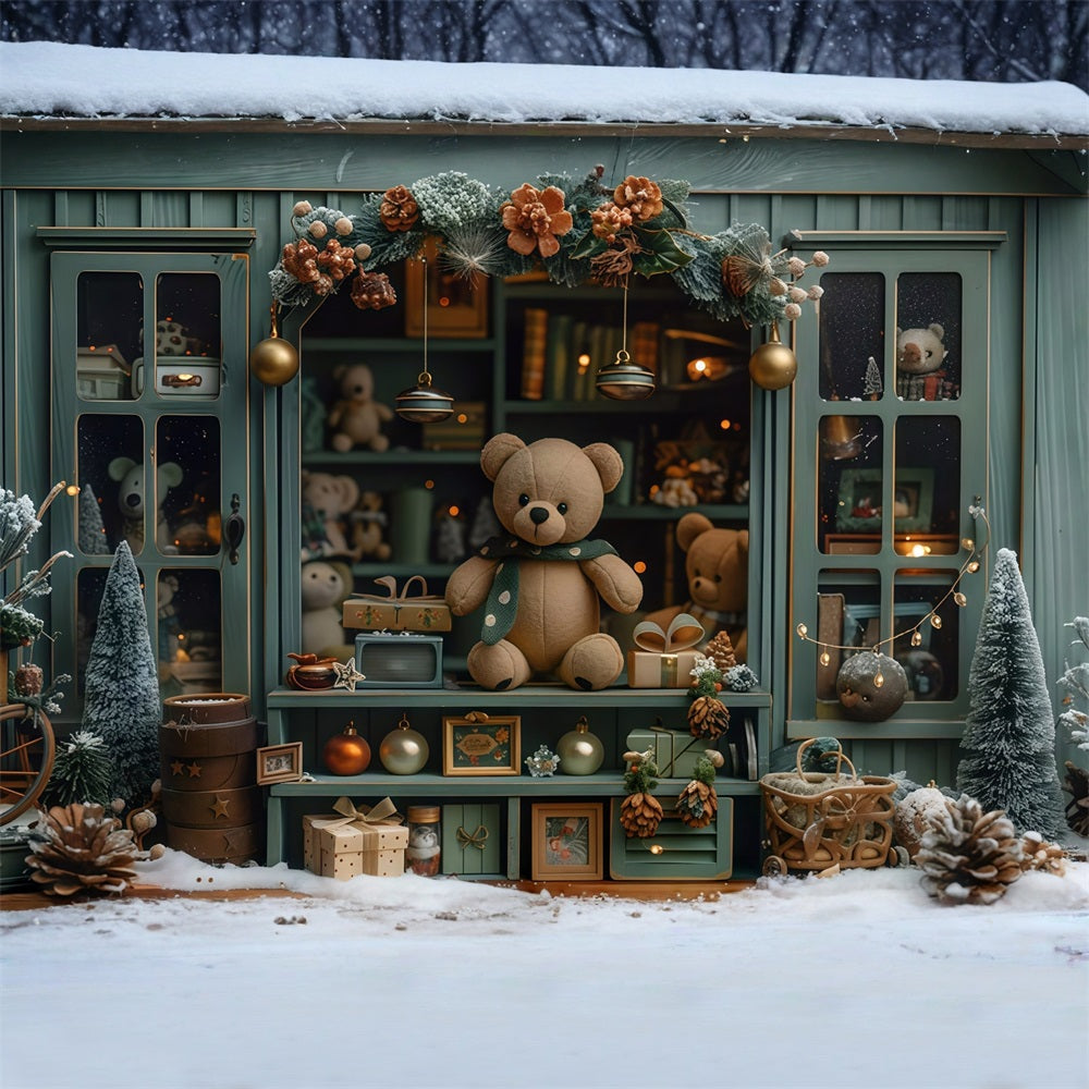Christmas Photo Backdrop Teddy Bear Holiday Window Display Christmas Backdrops MRR9-130