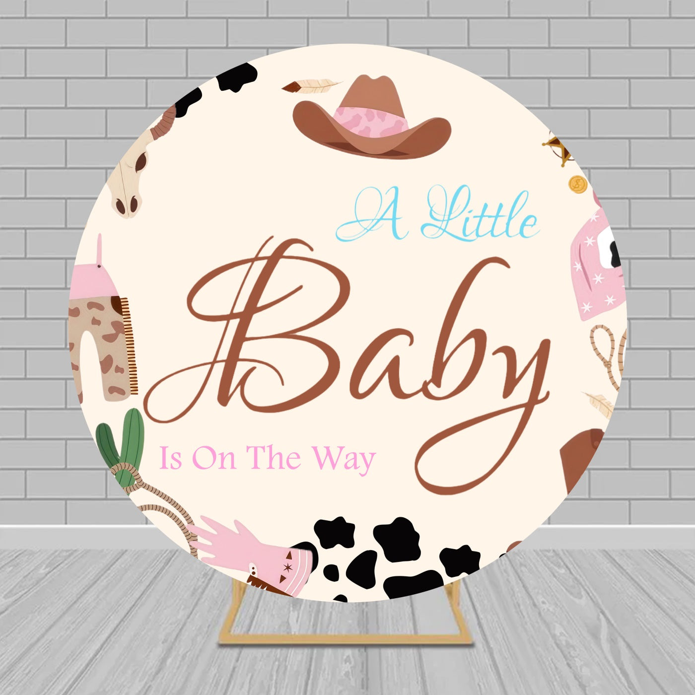 Round Backdrop Kit Rustic Western Cowboy Baby Shower Backdrop MRR9-140