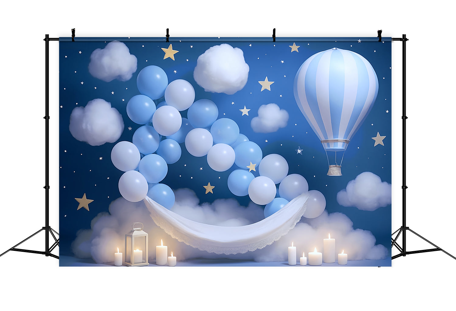 Stars Backdrop Blue Sky Balloon Clouds Newborn Photoshoot Backdrop MRR9-15
