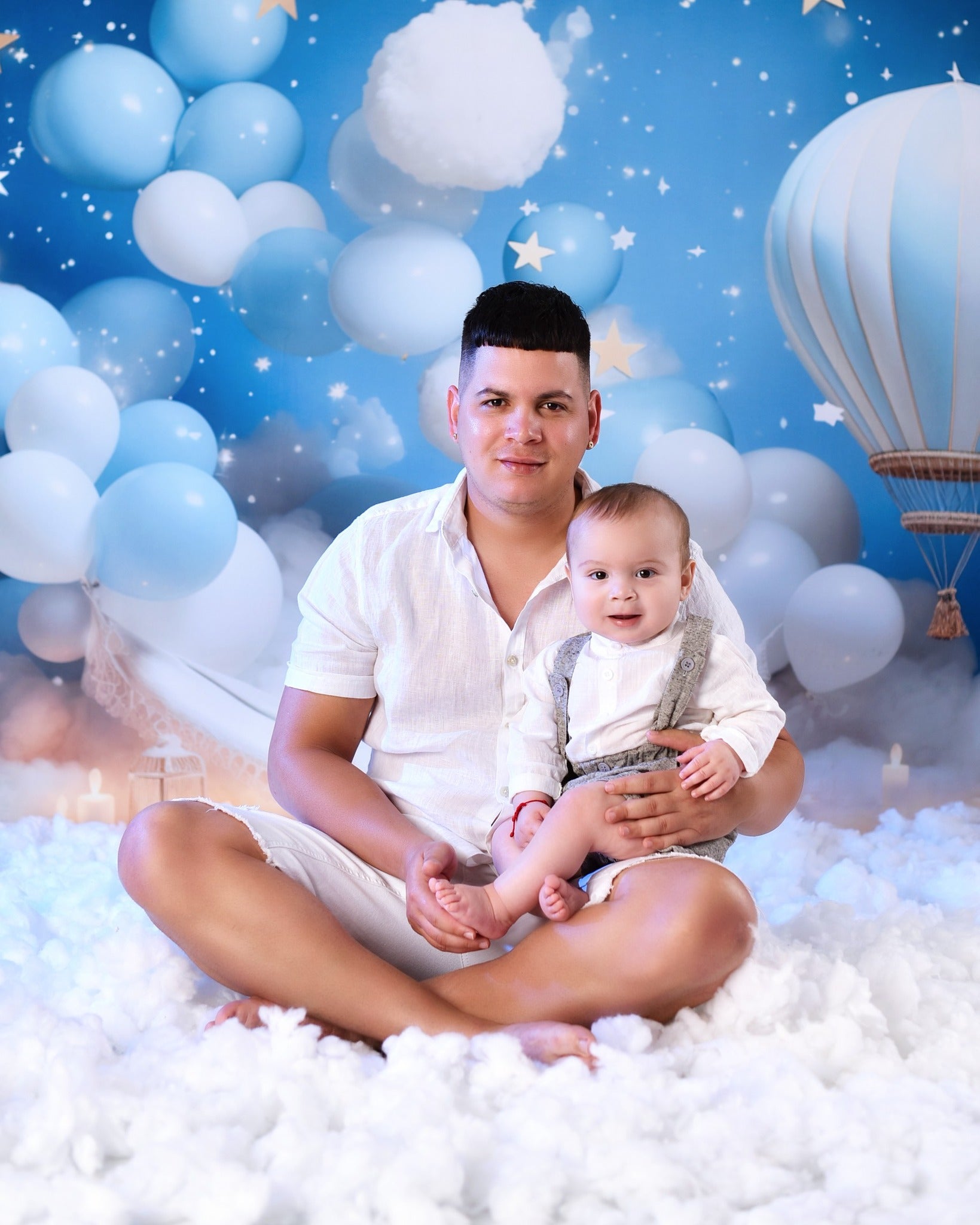 Stars Backdrop Blue Sky Balloon Clouds Newborn Photoshoot Backdrop MRR9-15