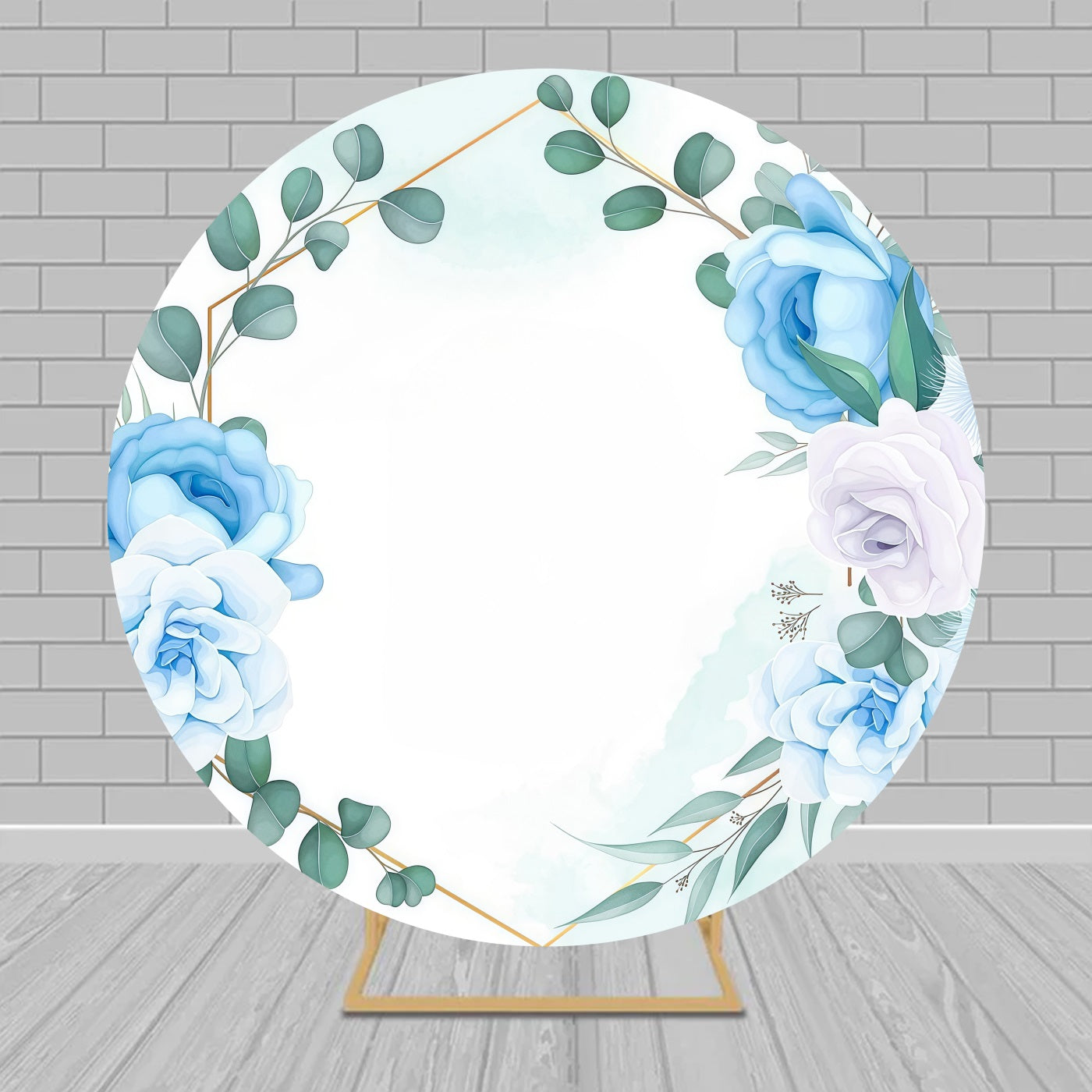 Circle Backdrop Kit Elegant Blue Rose Leaves Wedding Backdrops MRR9-151