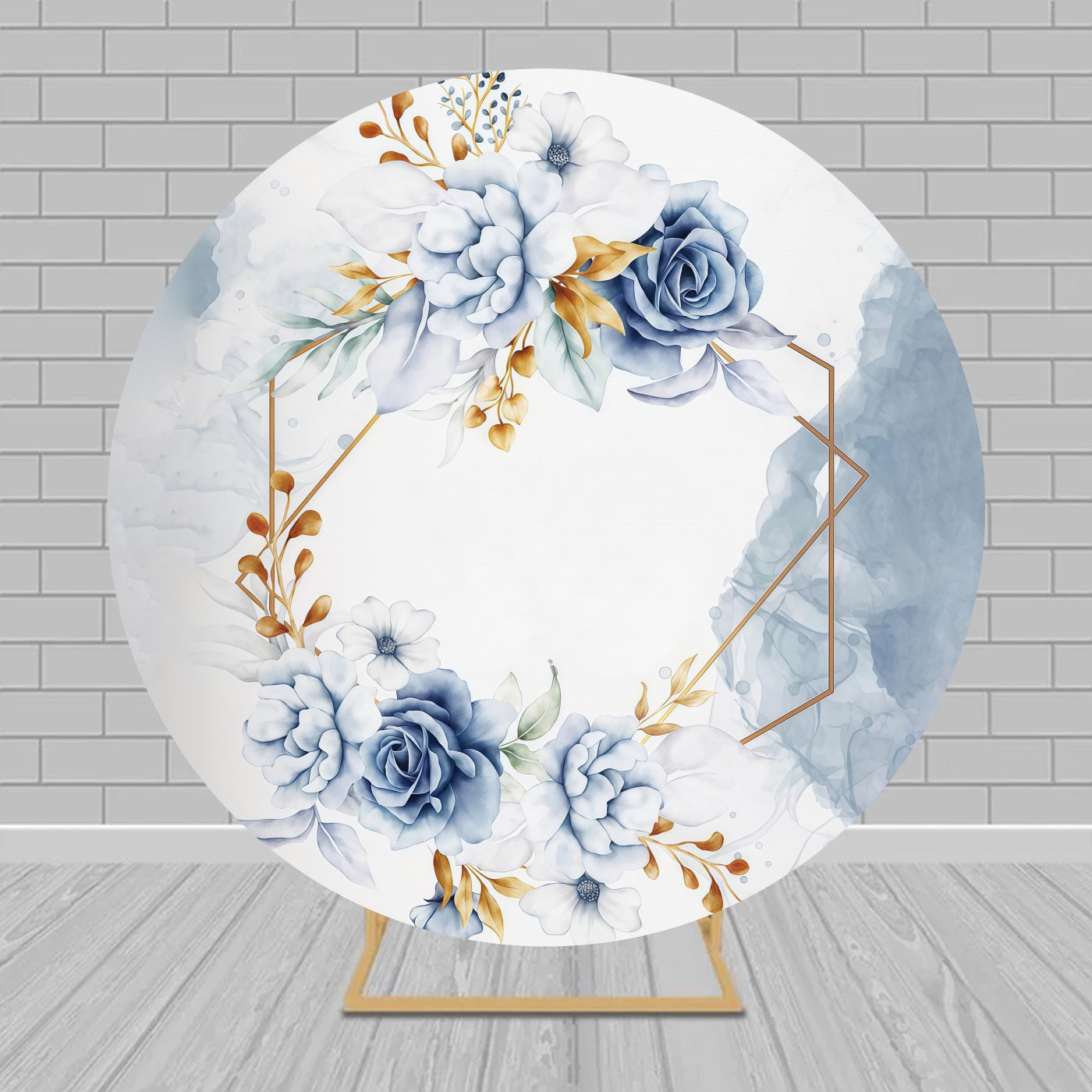 Round Backdrop Kit Gold Geometric Blue Floral Wedding Backdrops MRR9-154