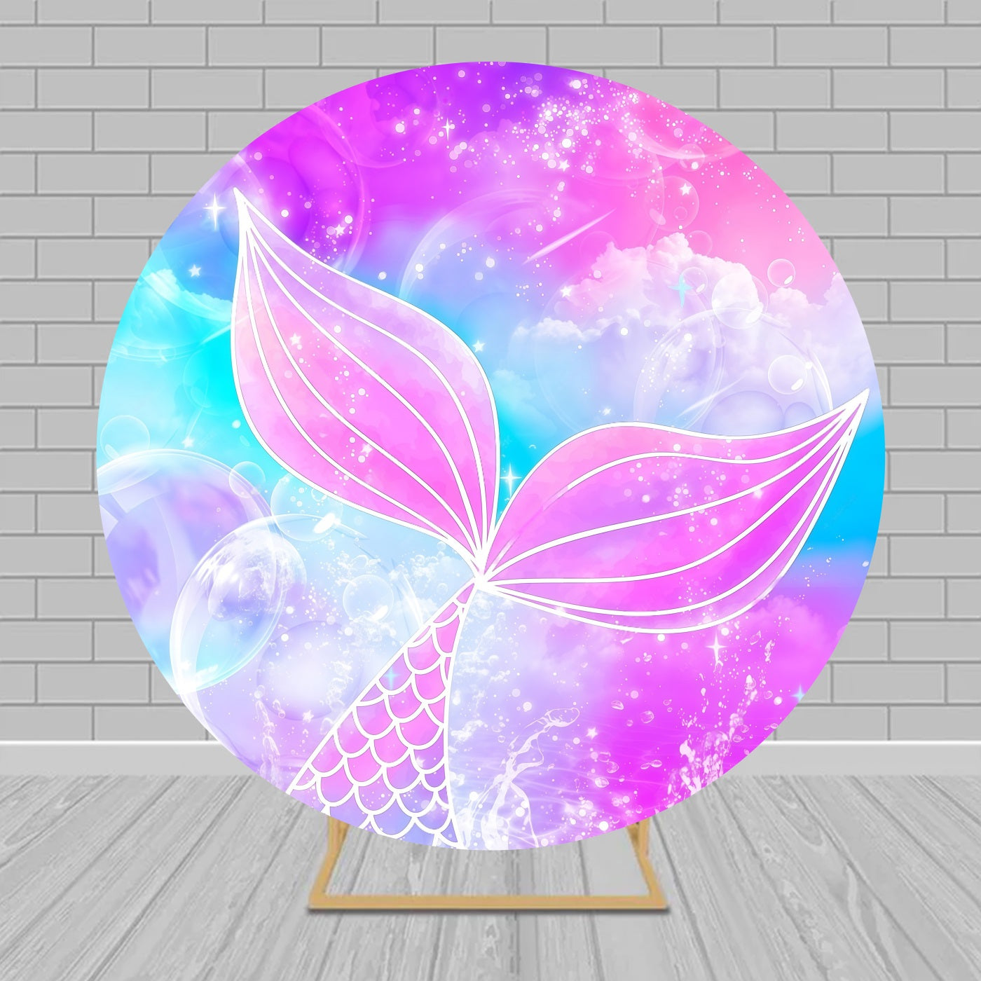 Circle Backdrop Kit Sparkling Purple Mermaid Tail Birthday Party Backdrop MRR9-156