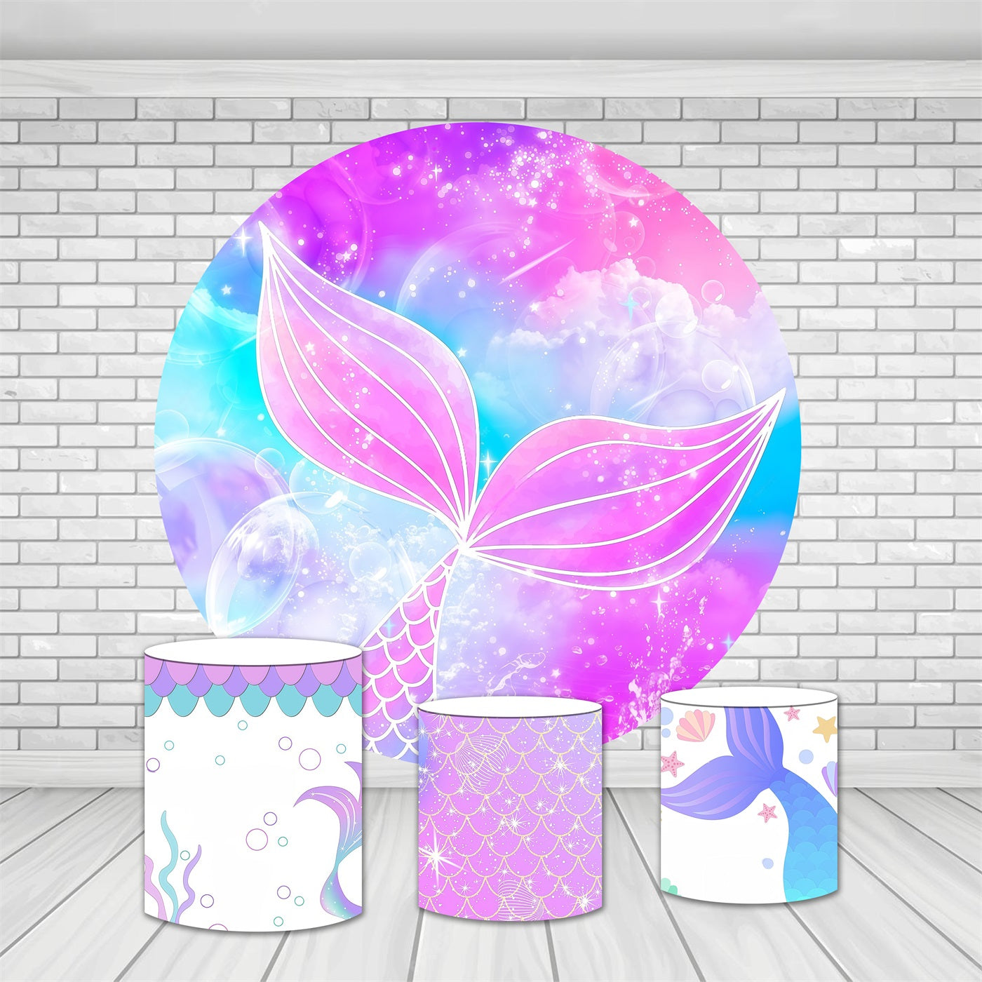 Circle Backdrop Kit Sparkling Purple Mermaid Tail Birthday Party Backdrop MRR9-156