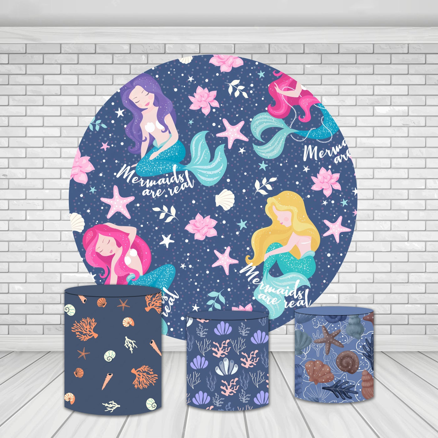 Circle Backdrop Kit Dreamy Mermaids Starry Ocean Party Backdrop MRR9-158