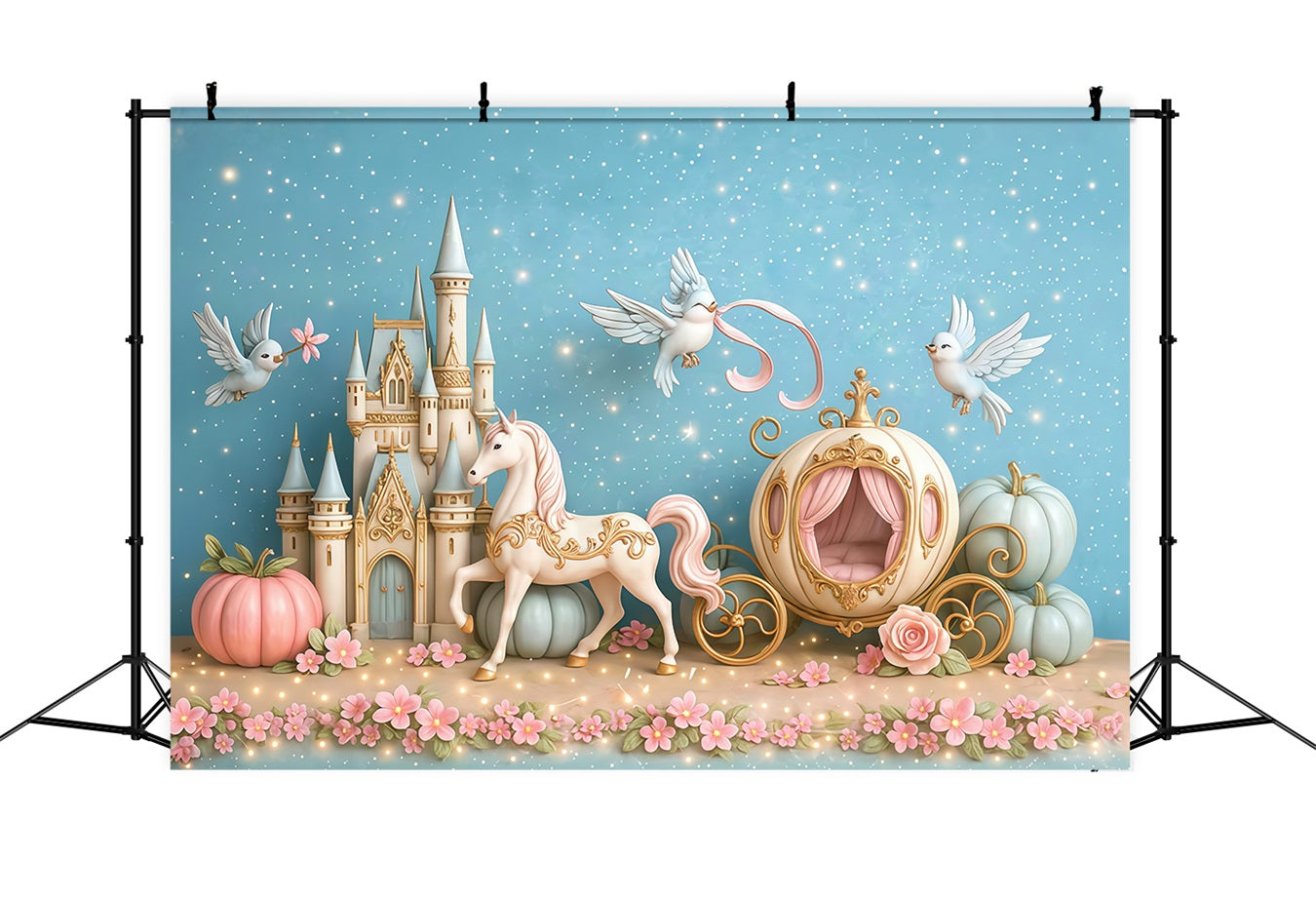 Castle Backdrop Fairy Tale Castle Carriage Newborn Photo Backdrop MRR9-16