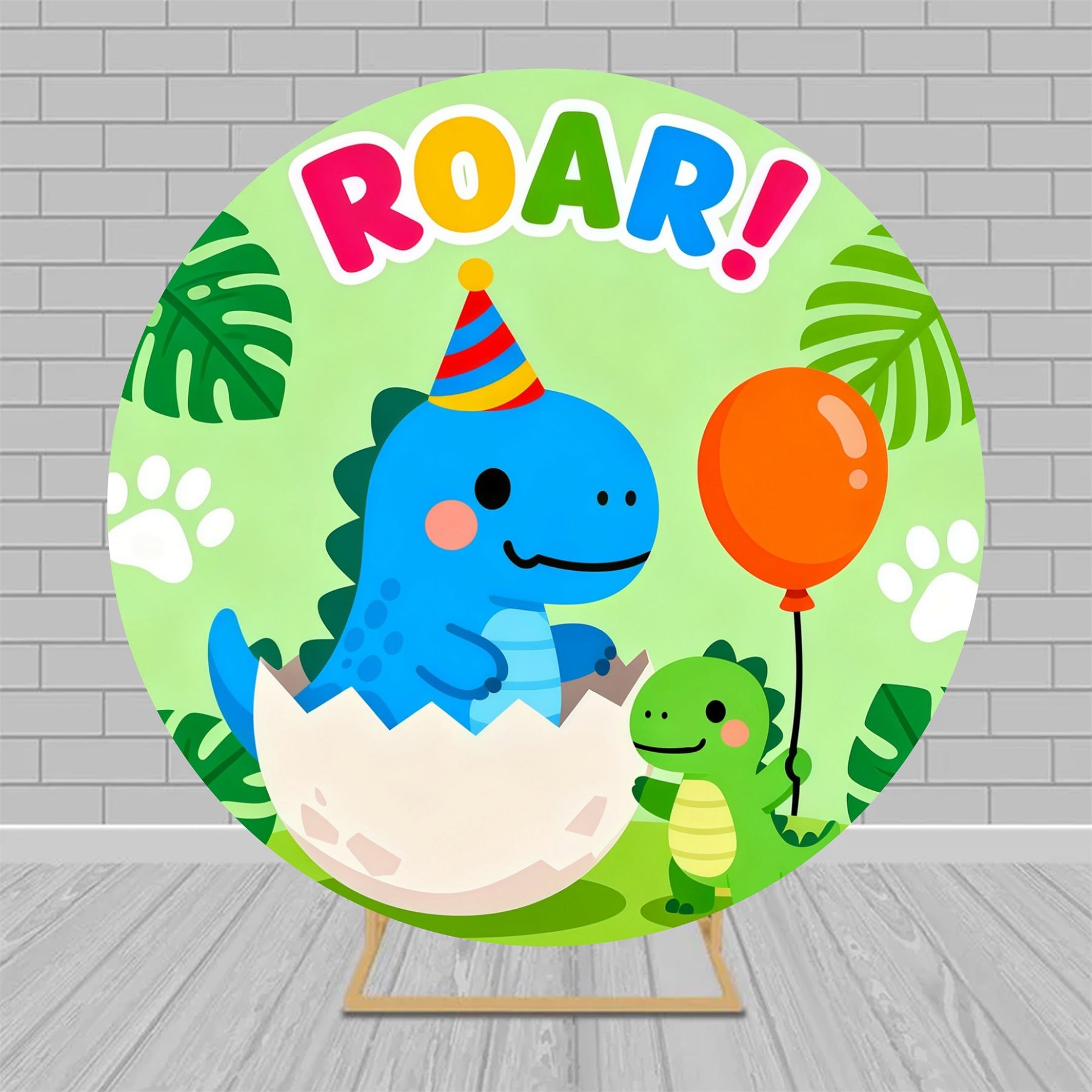 Circle Backdrop Kit Baby Dinosaurs Balloons Cartoon Happy Birthday Backdrop MRR9-163