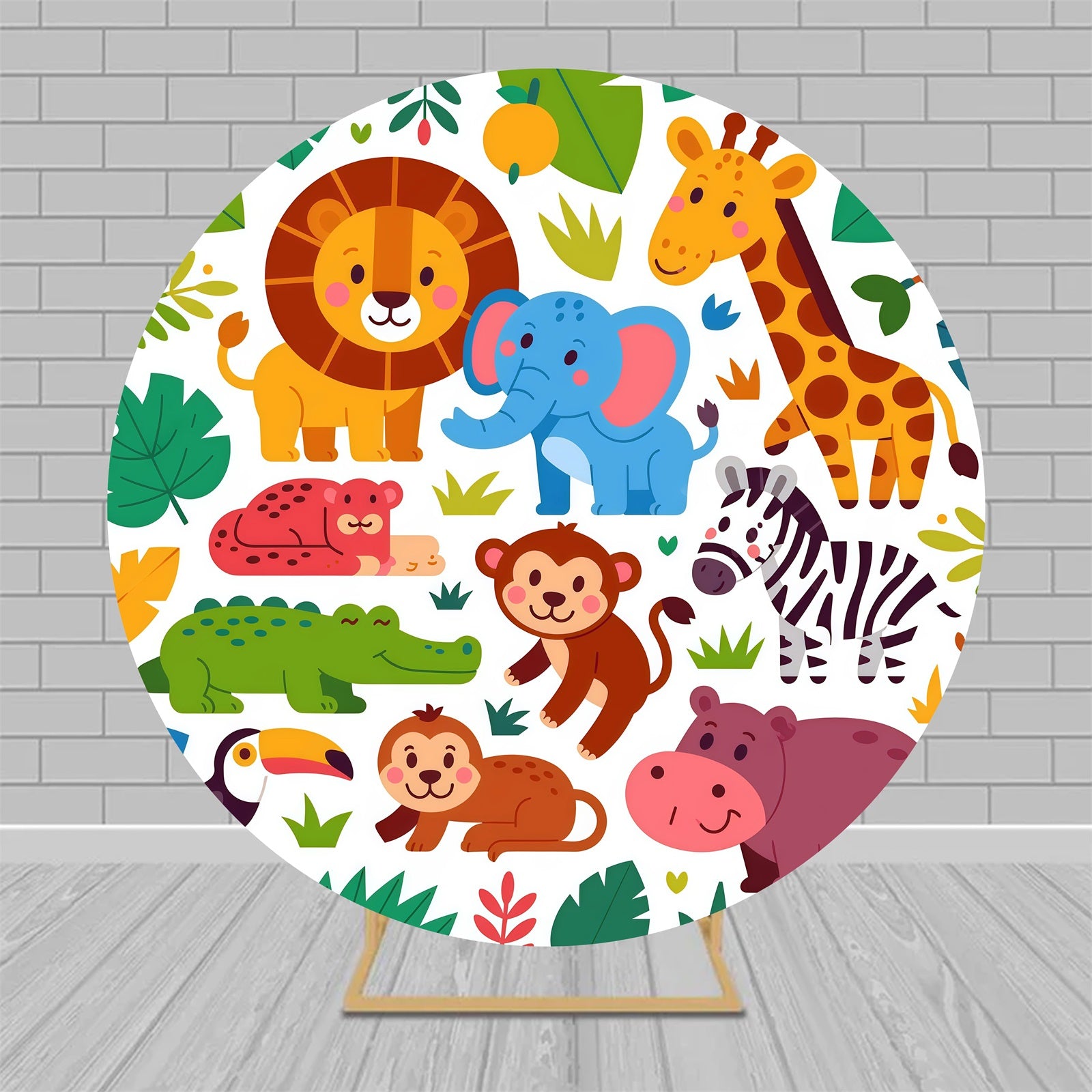 Circle Backdrop Kit Cute Safari Animals Jungle Baby Shower Backdrop MRR9-166