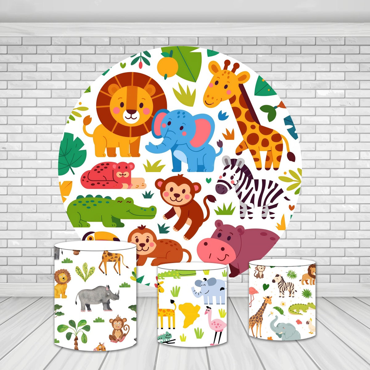 Circle Backdrop Kit Cute Safari Animals Jungle Baby Shower Backdrop MRR9-166