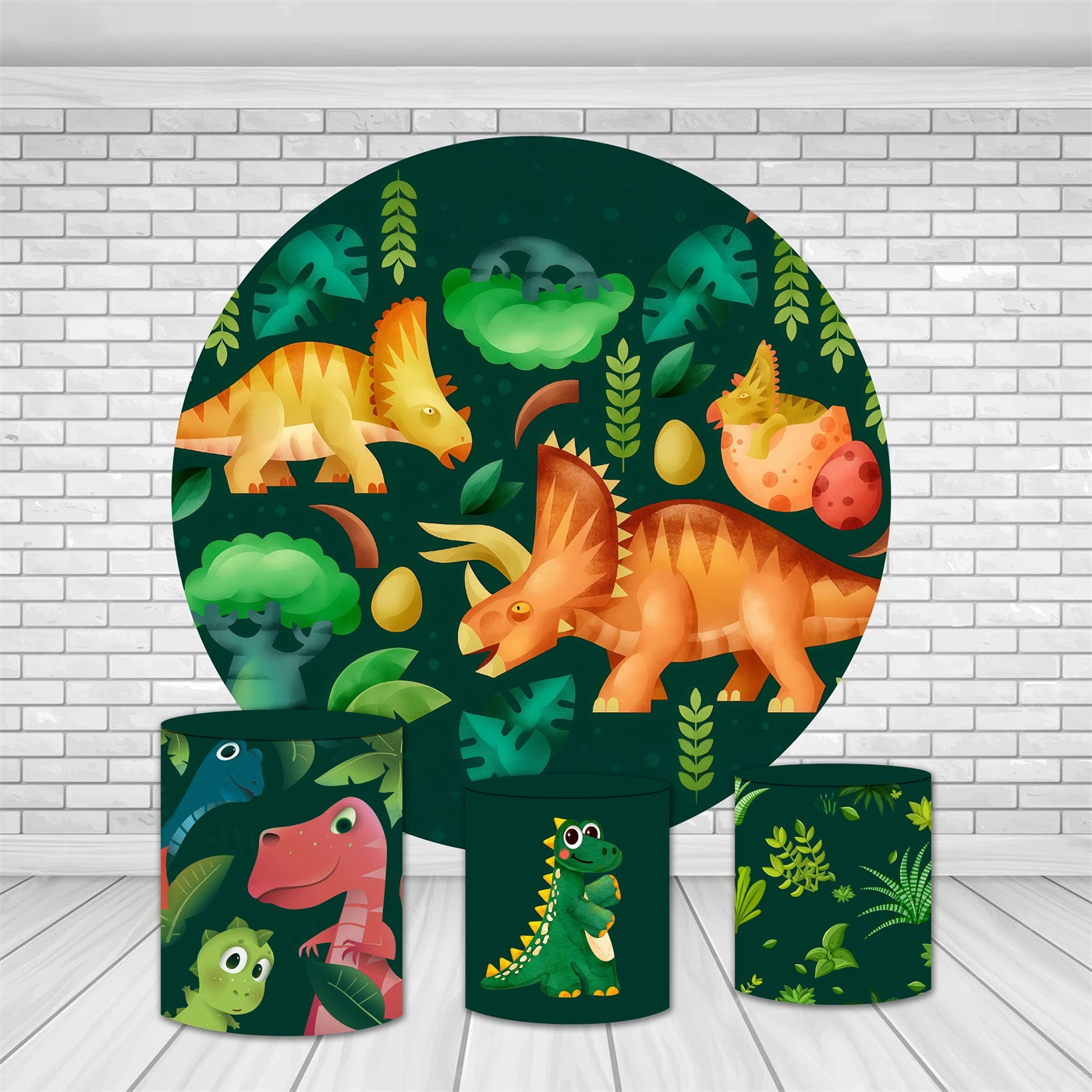 Round Backdrop Kit Dinosaurs Jungle Adventure Birthday Party Backdrop MRR9-169