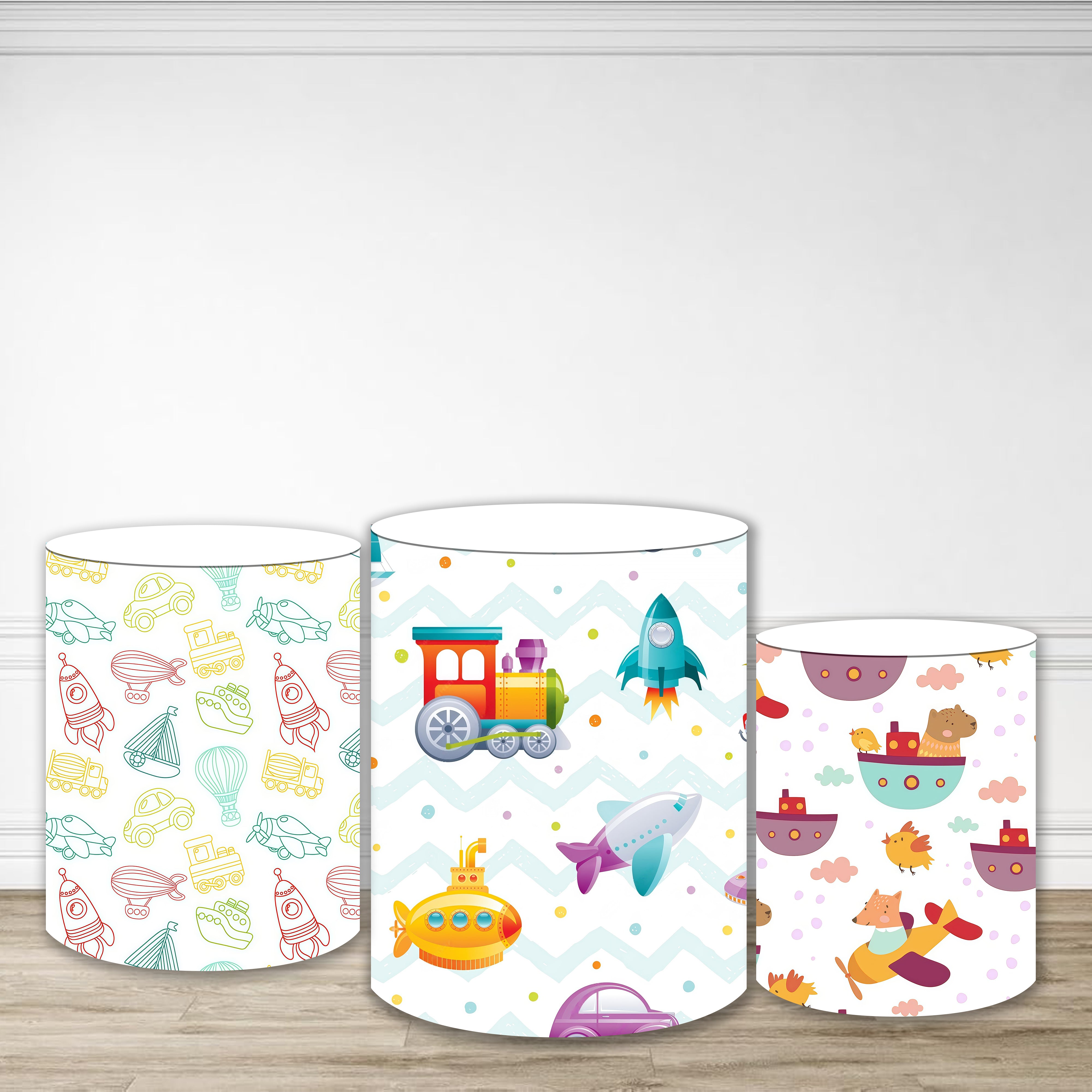 Pillar Cover Cartoon Colorful Vehicles Airplanes Pedestal Cover MRR9-183