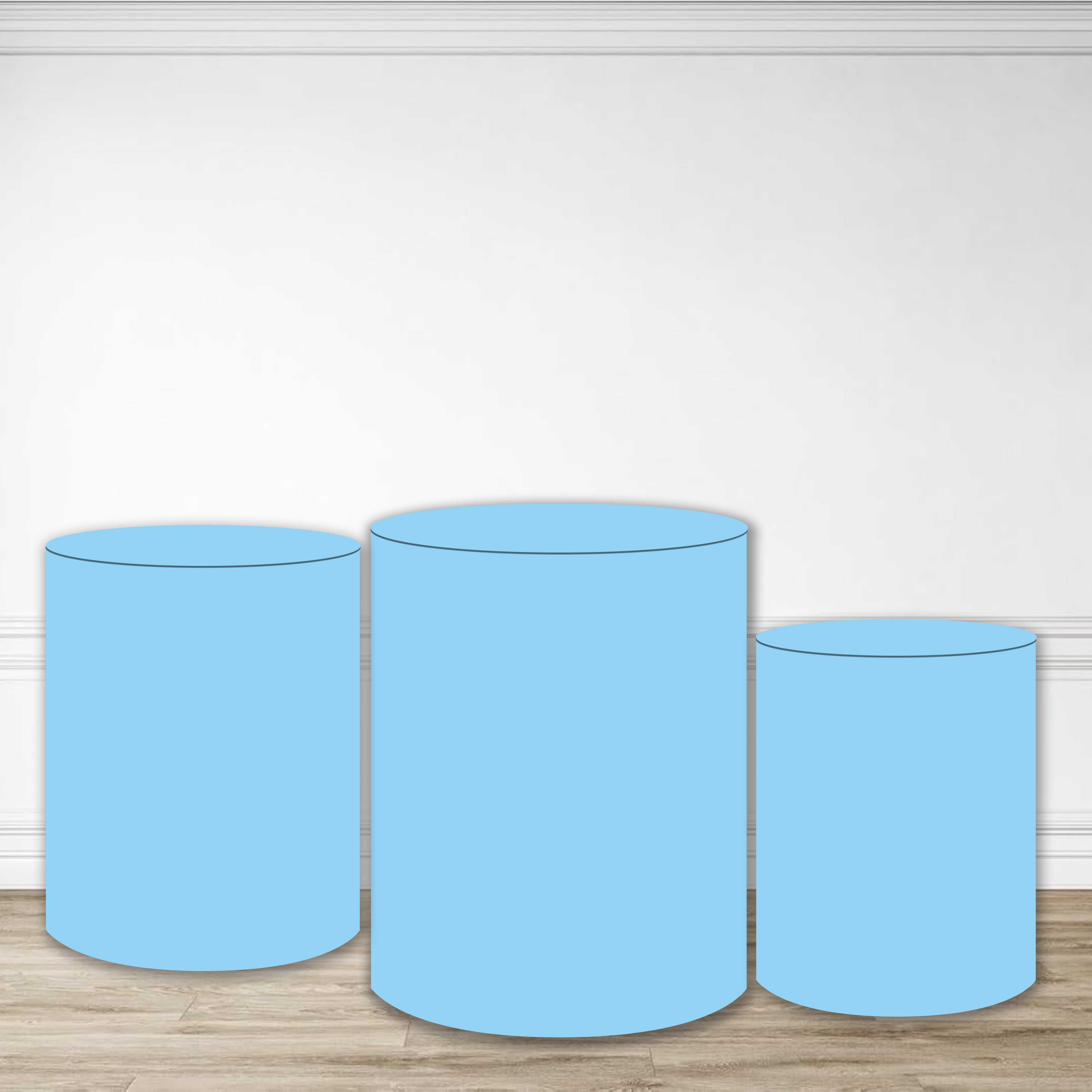 Plinth Cylinder Cover Kit Bright Sky Blue Solid Color Backdrop MRR9-189