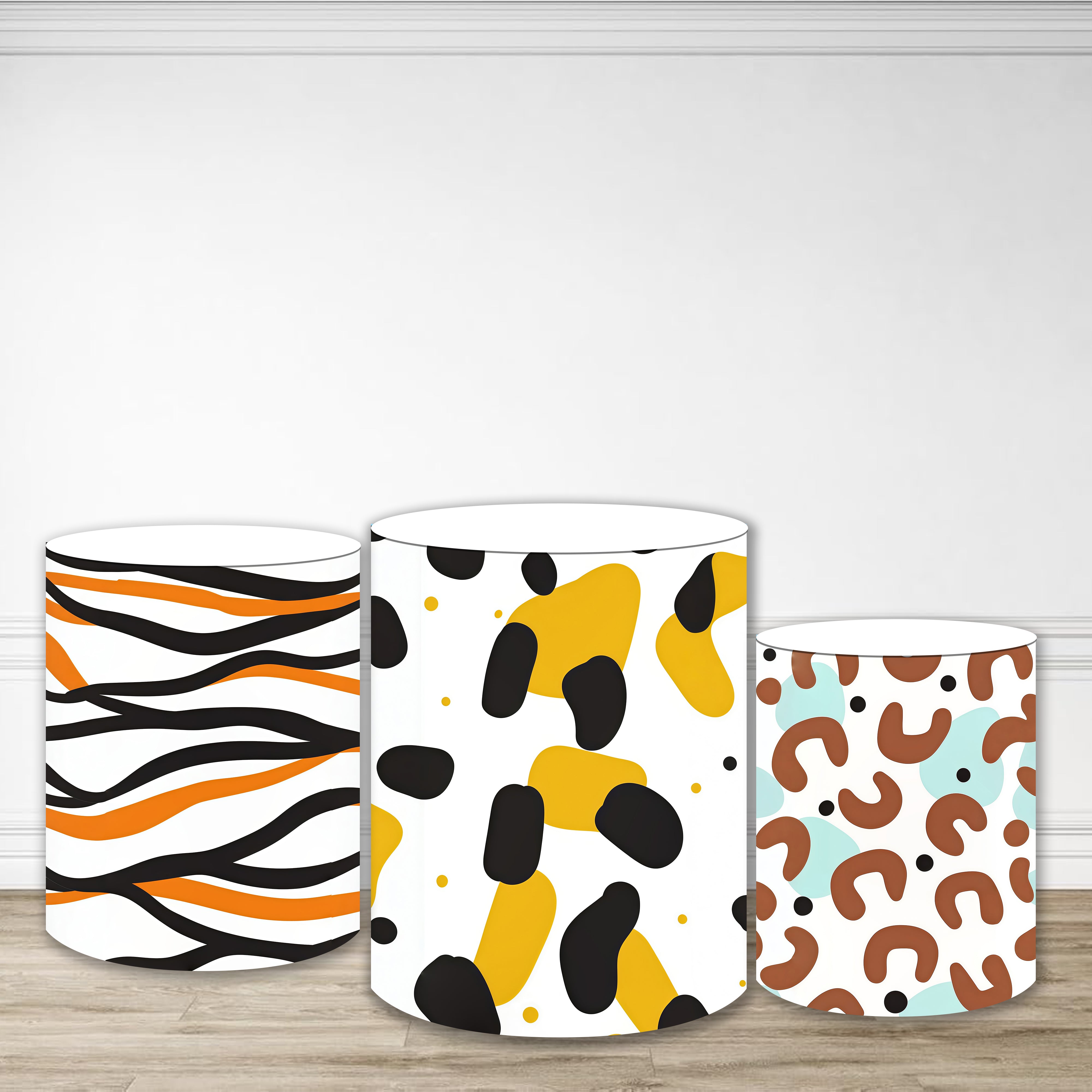 Cylinder Cover Zebra Leopard Abstract Stripe Pedestal Cover MRR9-191