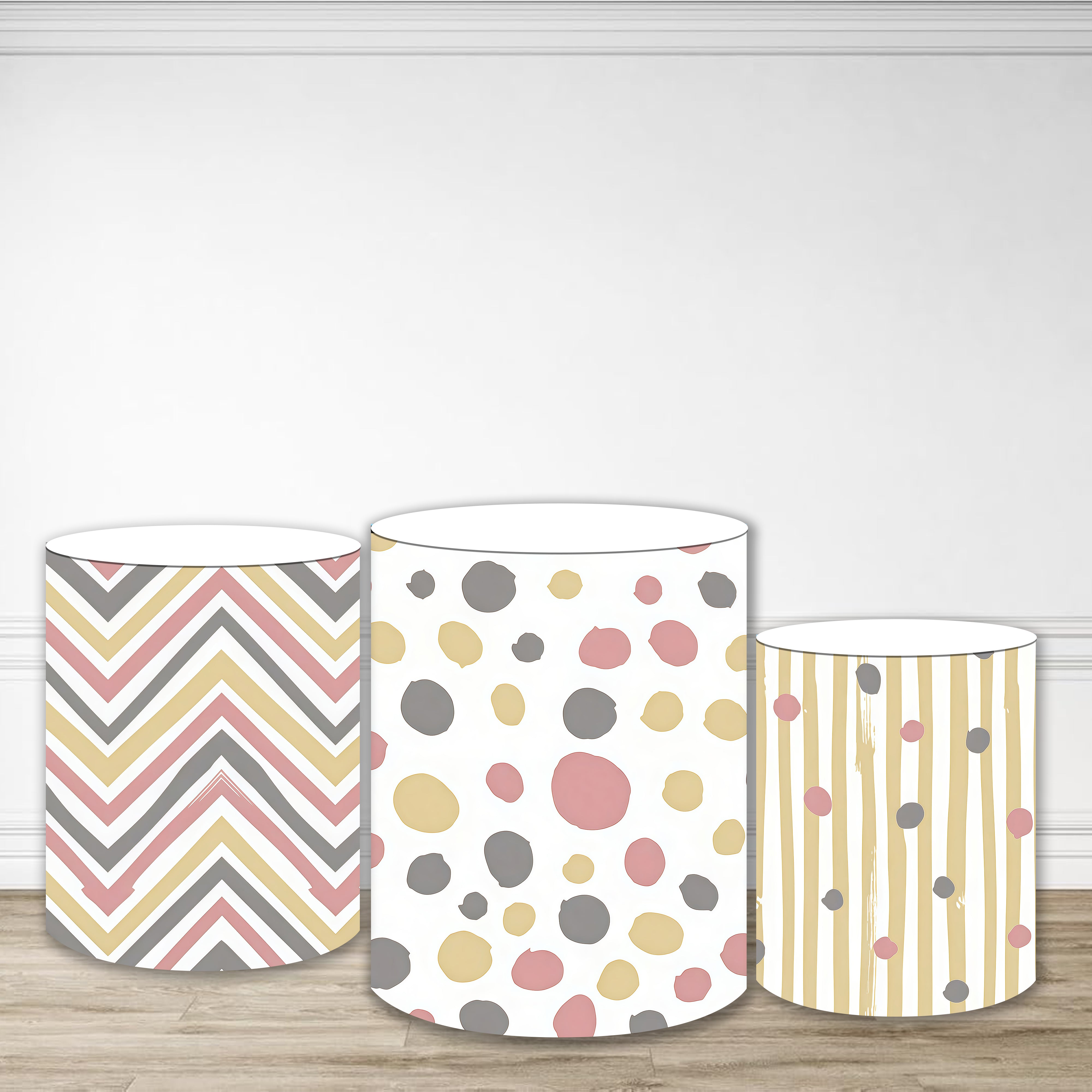 Plinth Cover Geometric Dots Stripe Patterns Cylinder Cover MRR9-192