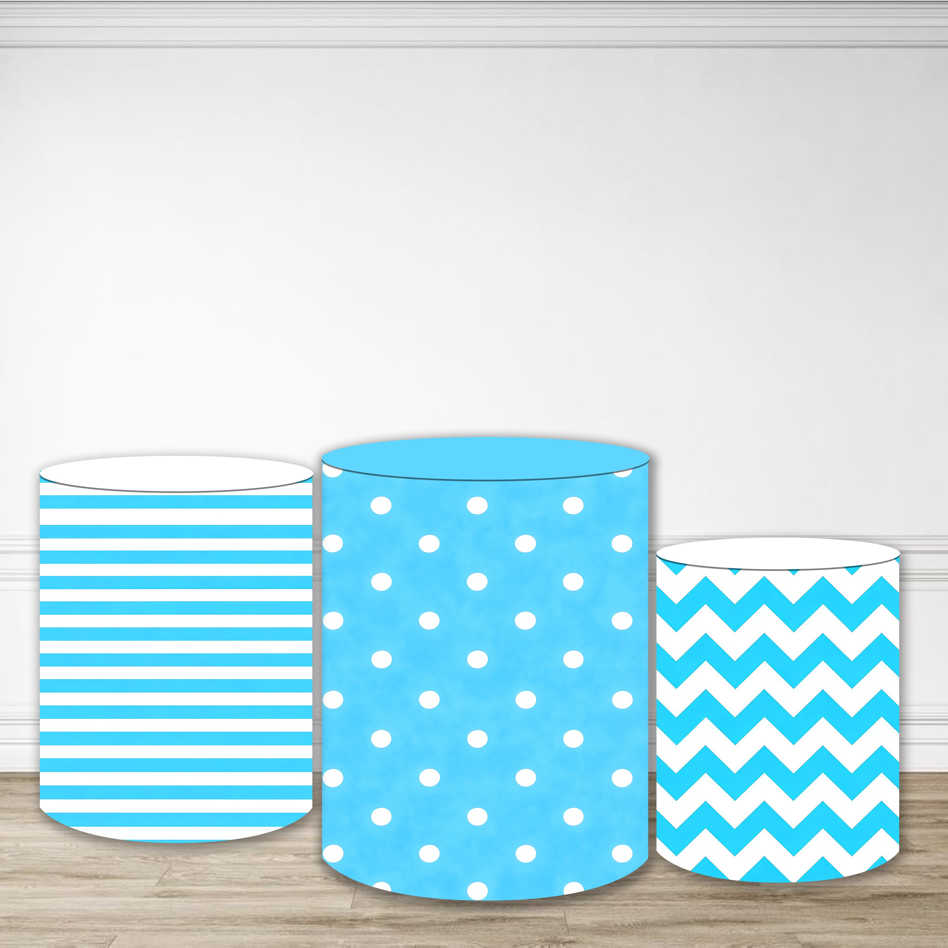 Pillar Cover Blue Stripes Polka Chevron Pedestal Cover MRR9-193