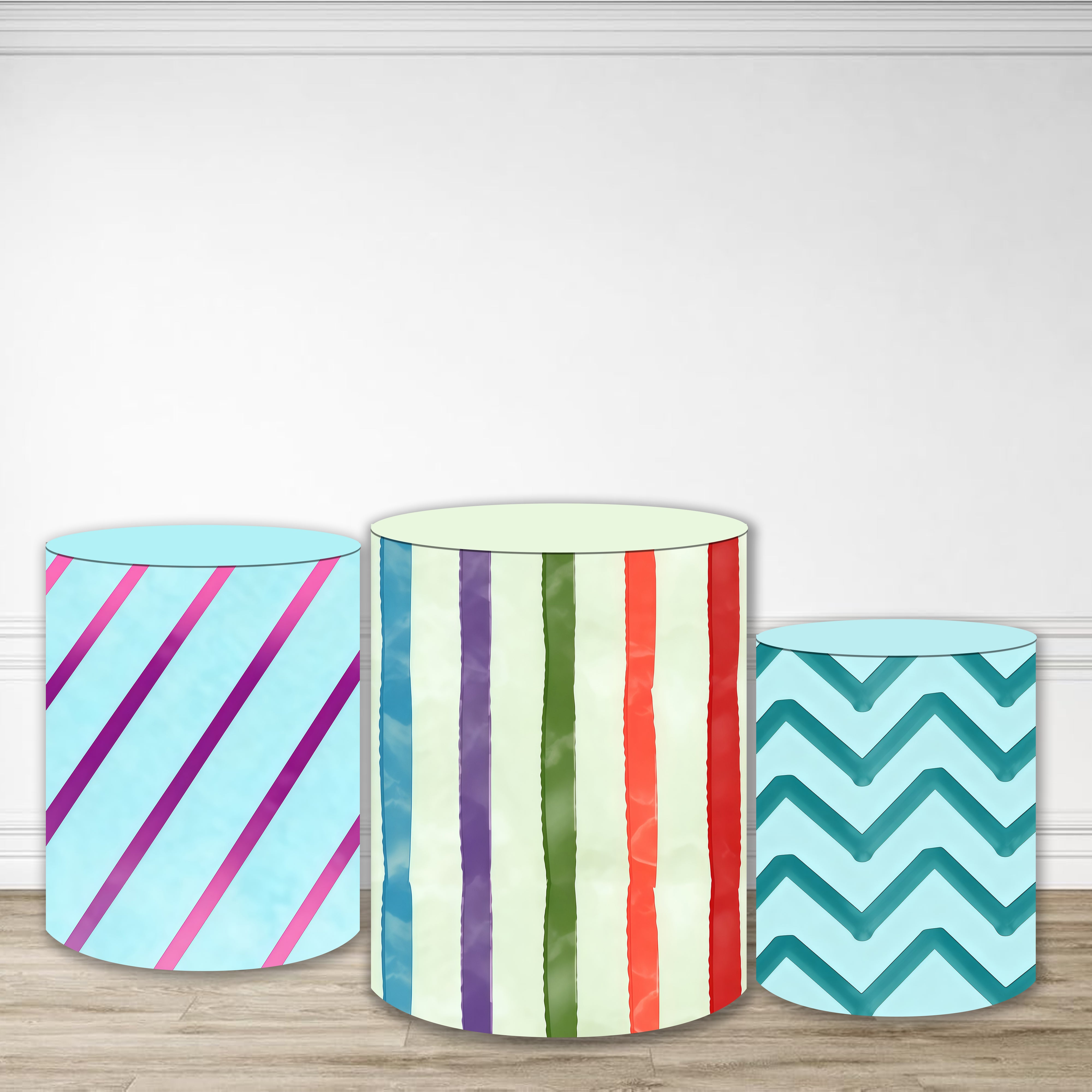 Plinth Cylinder Cover Kit Colorful Striped Chevron Pattern Pillar Cover MRR9-194