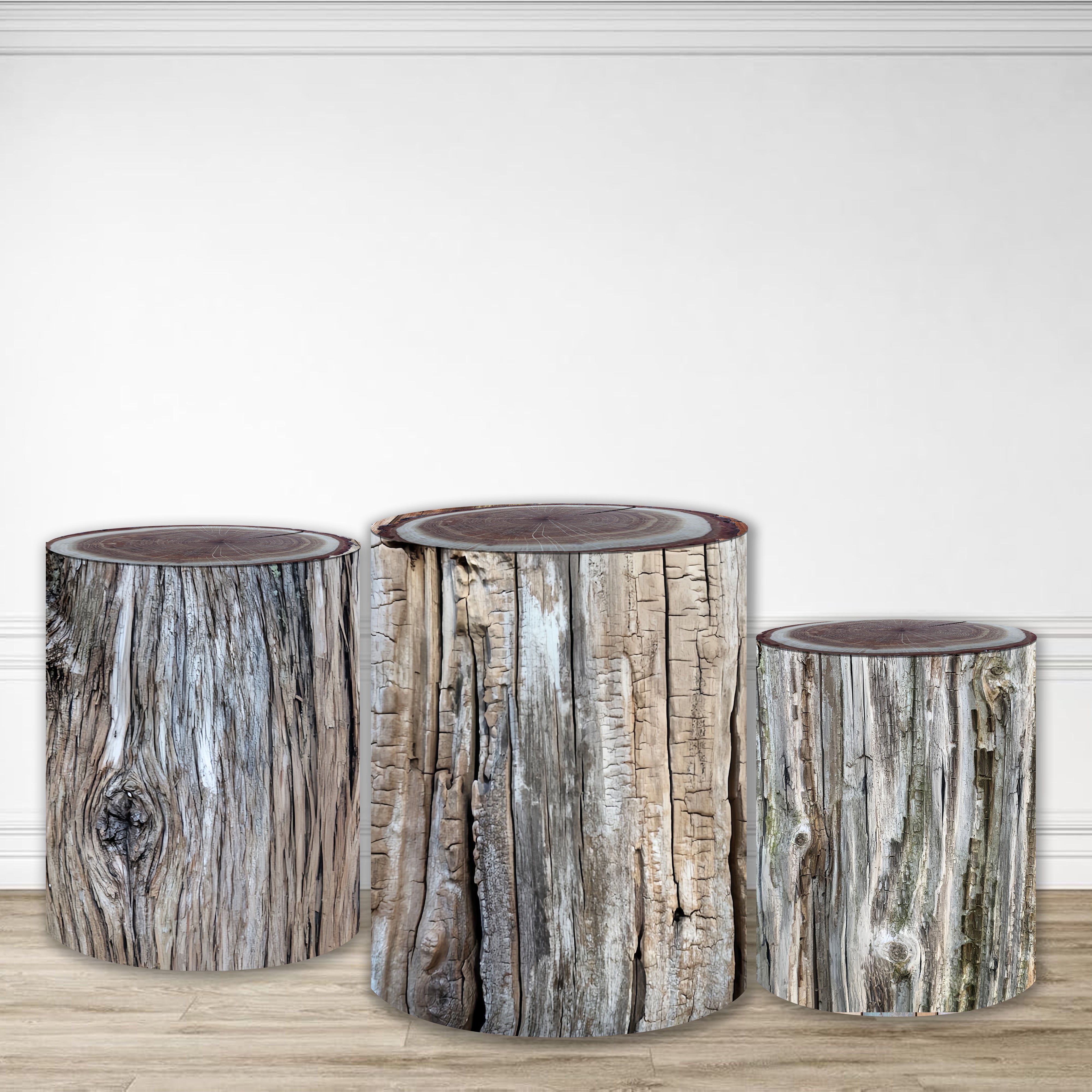 Cylinder Cover Realistic Tree Trunk Bark Wood Pedestal Cover MRR9-196