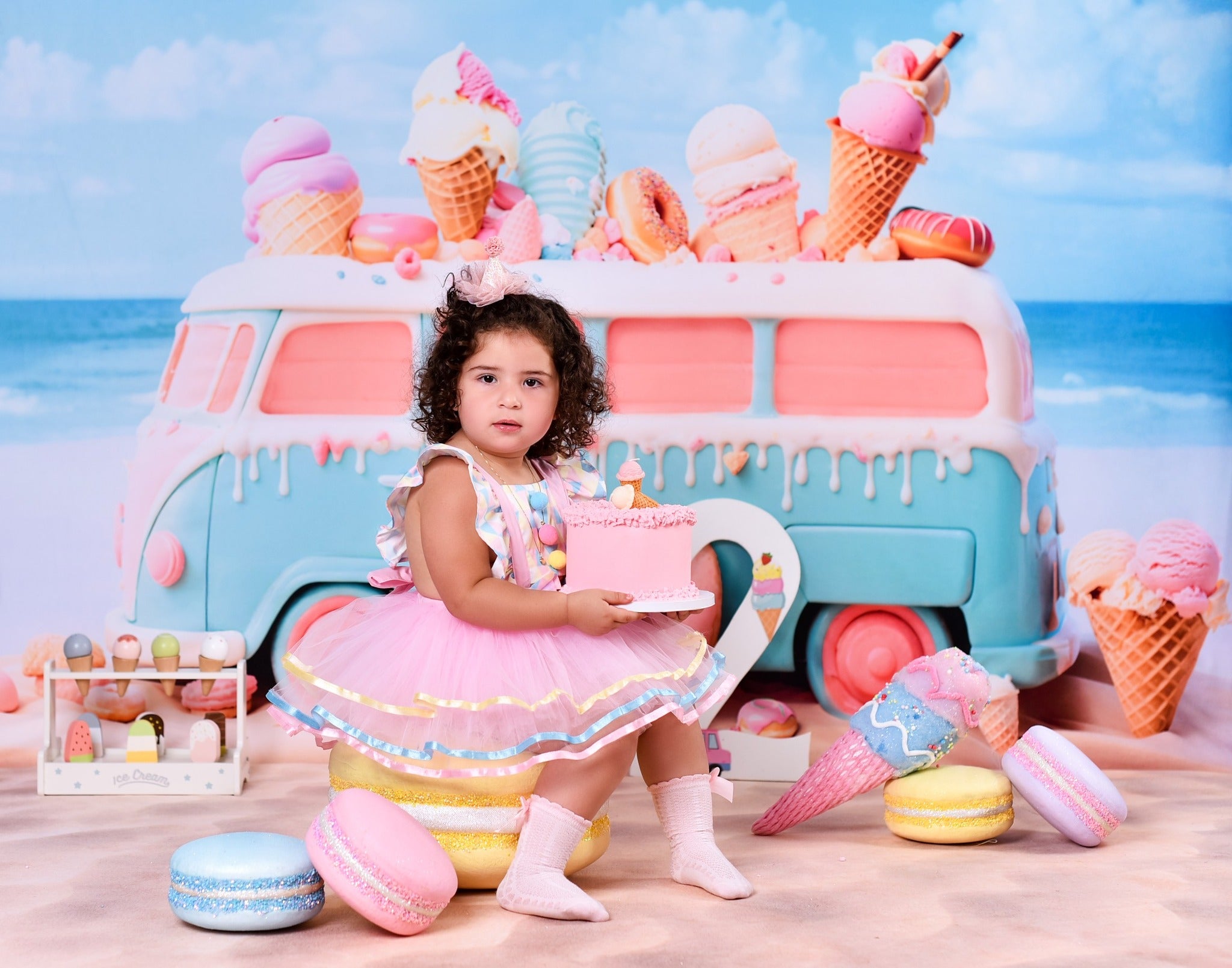 Newborn Photo Backdrop Candy Pastel Ice Cream Van Children Backdrops MRR9-20