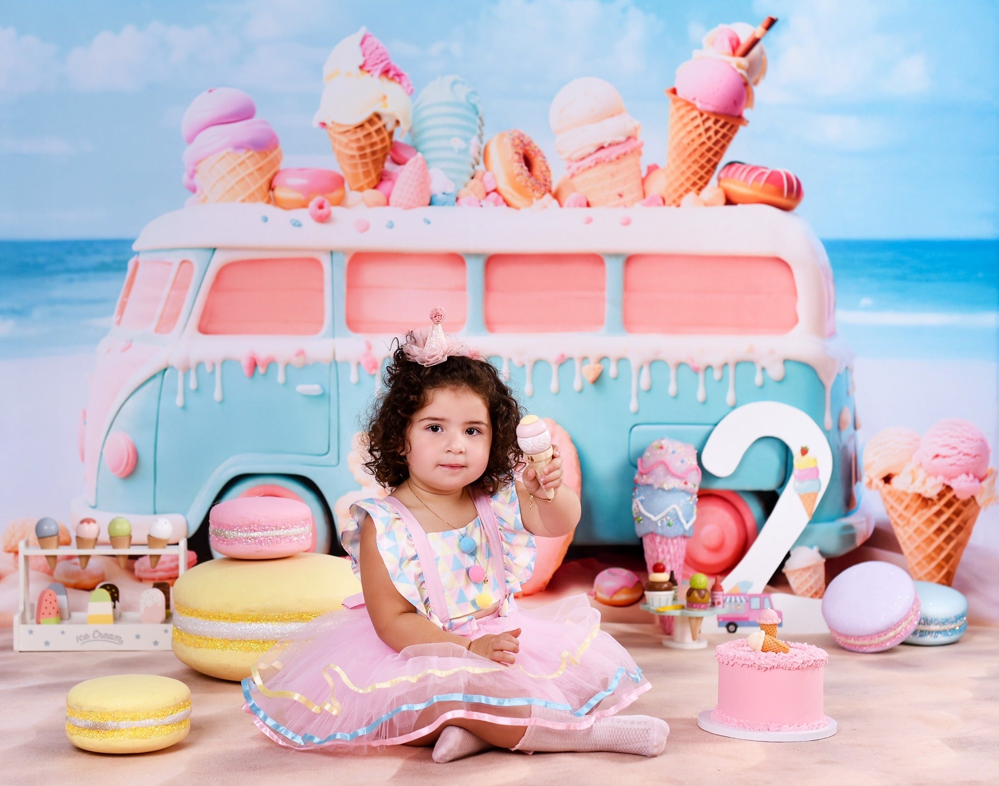 Newborn Photo Backdrop Candy Pastel Ice Cream Van Children Backdrops MRR9-20