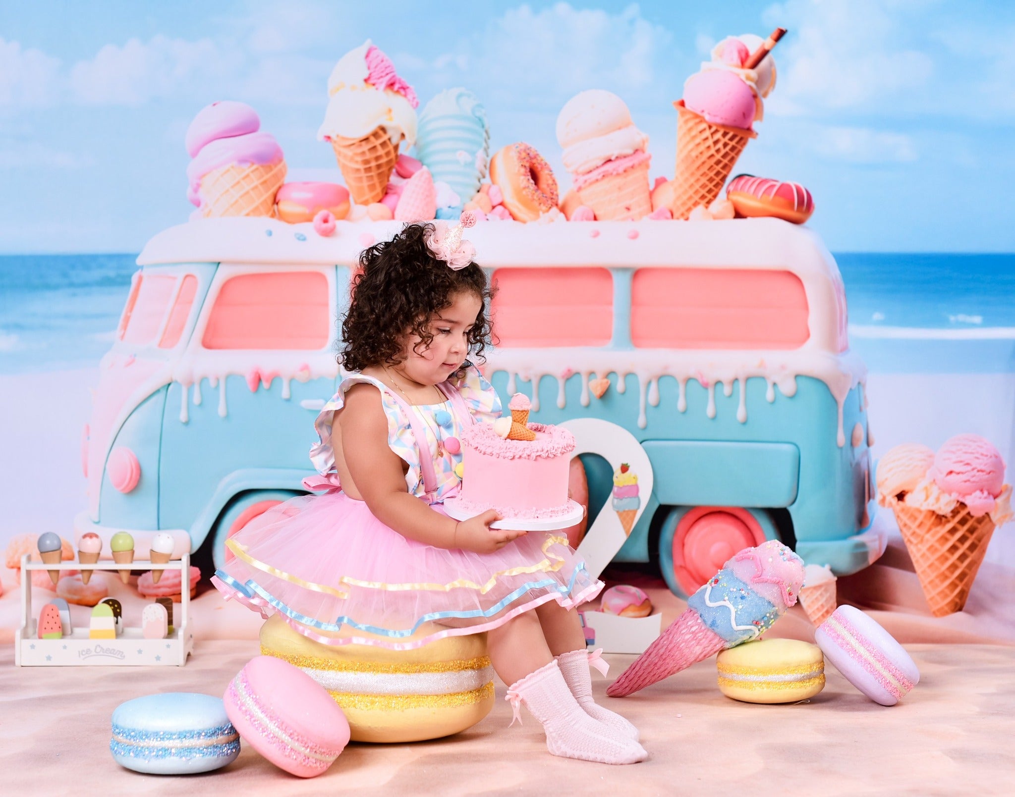 Newborn Photo Backdrop Candy Pastel Ice Cream Van Children Backdrops MRR9-20