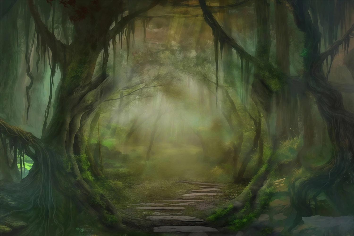 Forest Backdrop Misty Enchanted Forest Pathway Forest Photo Backdrop MRR9-22