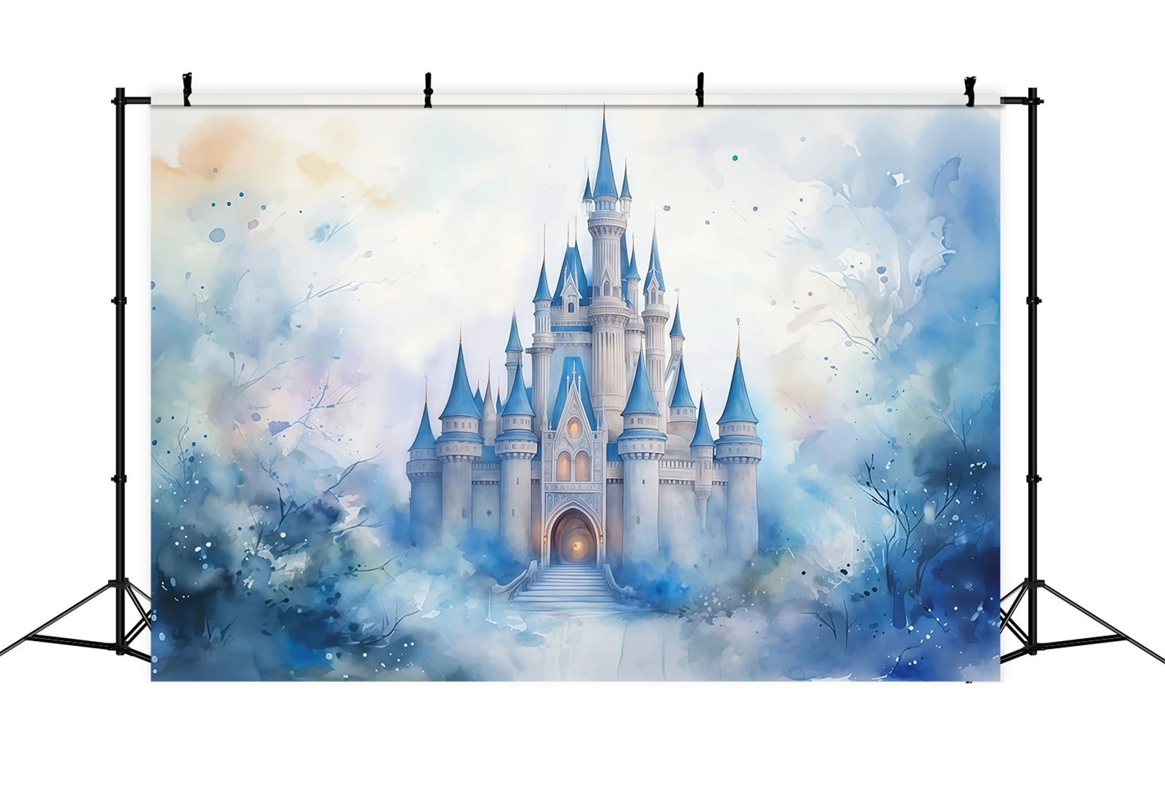Castle Photo Backdrop Blue Towers Fairytale Castle Newborn Backdrop MRR9-23