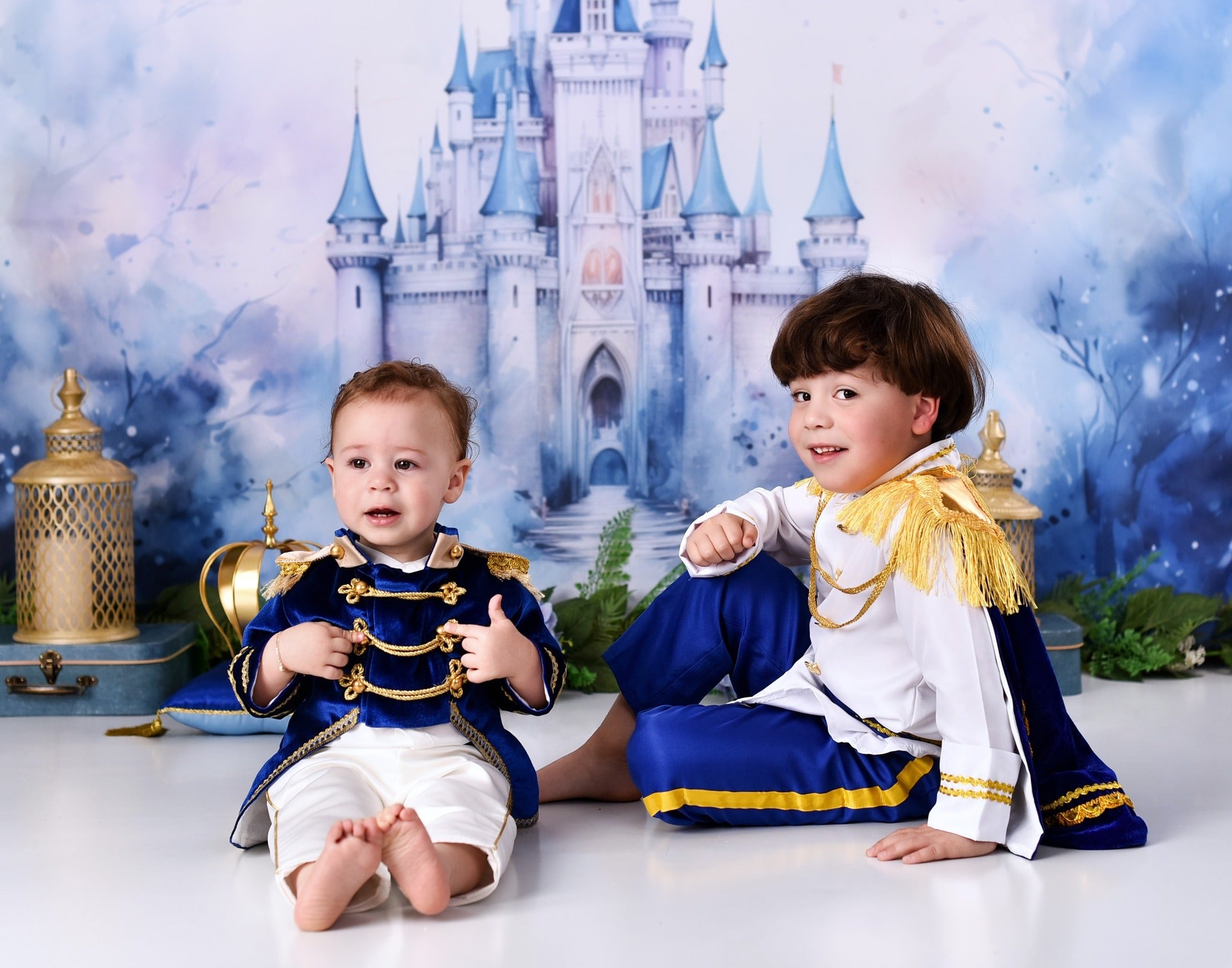 Castle Photo Backdrop Blue Towers Fairytale Castle Newborn Backdrop MRR9-23