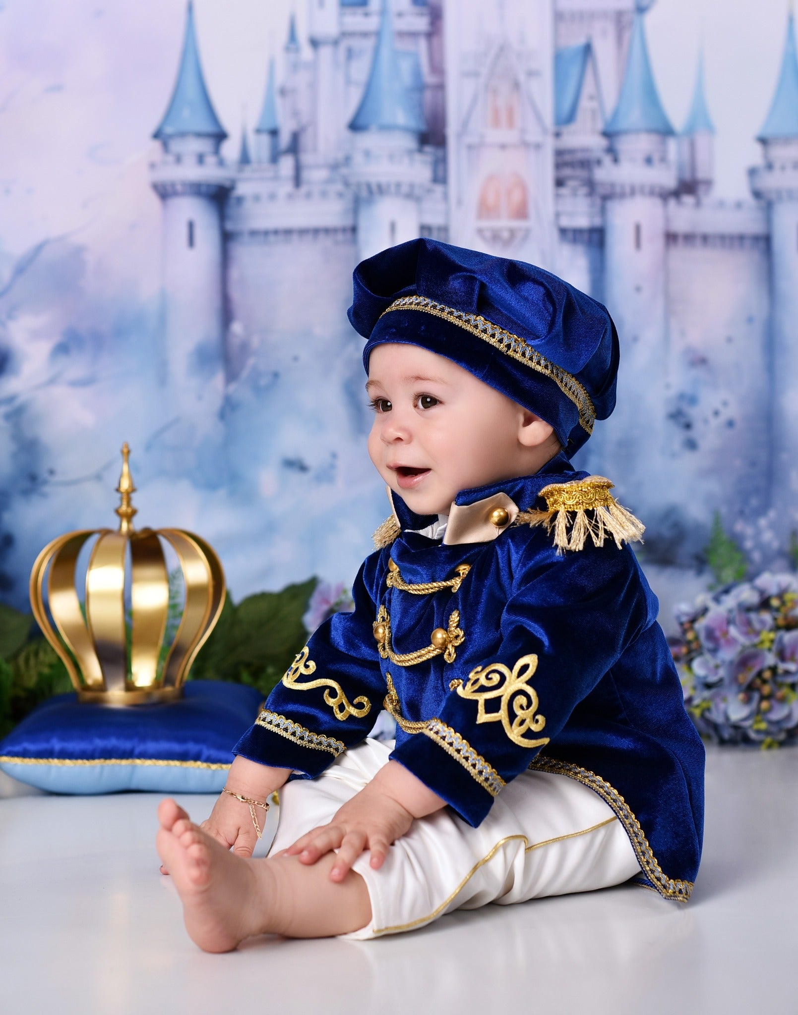 Castle Photo Backdrop Blue Towers Fairytale Castle Newborn Backdrop MRR9-23