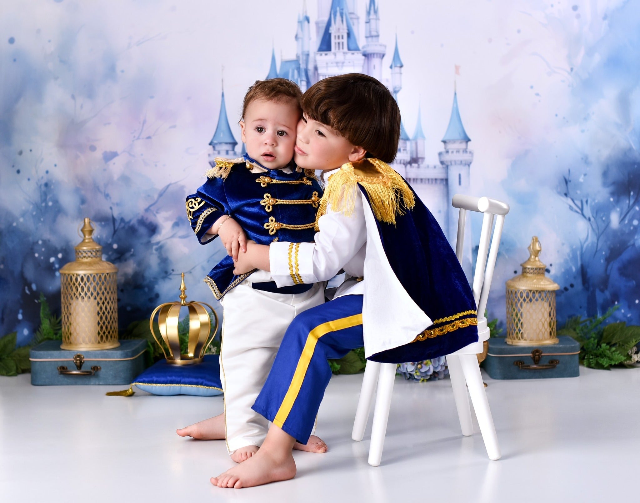 Castle Photo Backdrop Blue Towers Fairytale Castle Newborn Backdrop MRR9-23