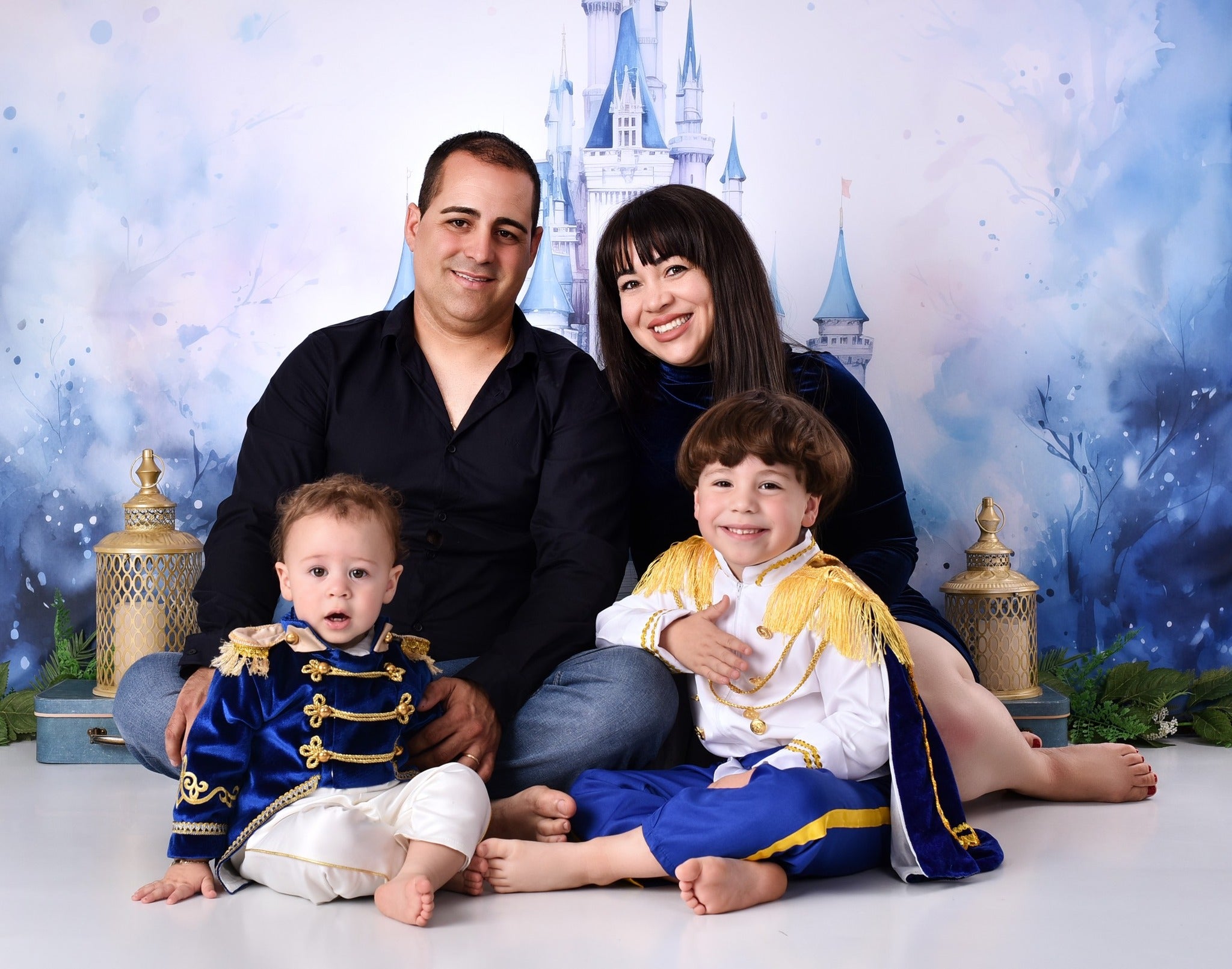 Castle Photo Backdrop Blue Towers Fairytale Castle Newborn Backdrop MRR9-23
