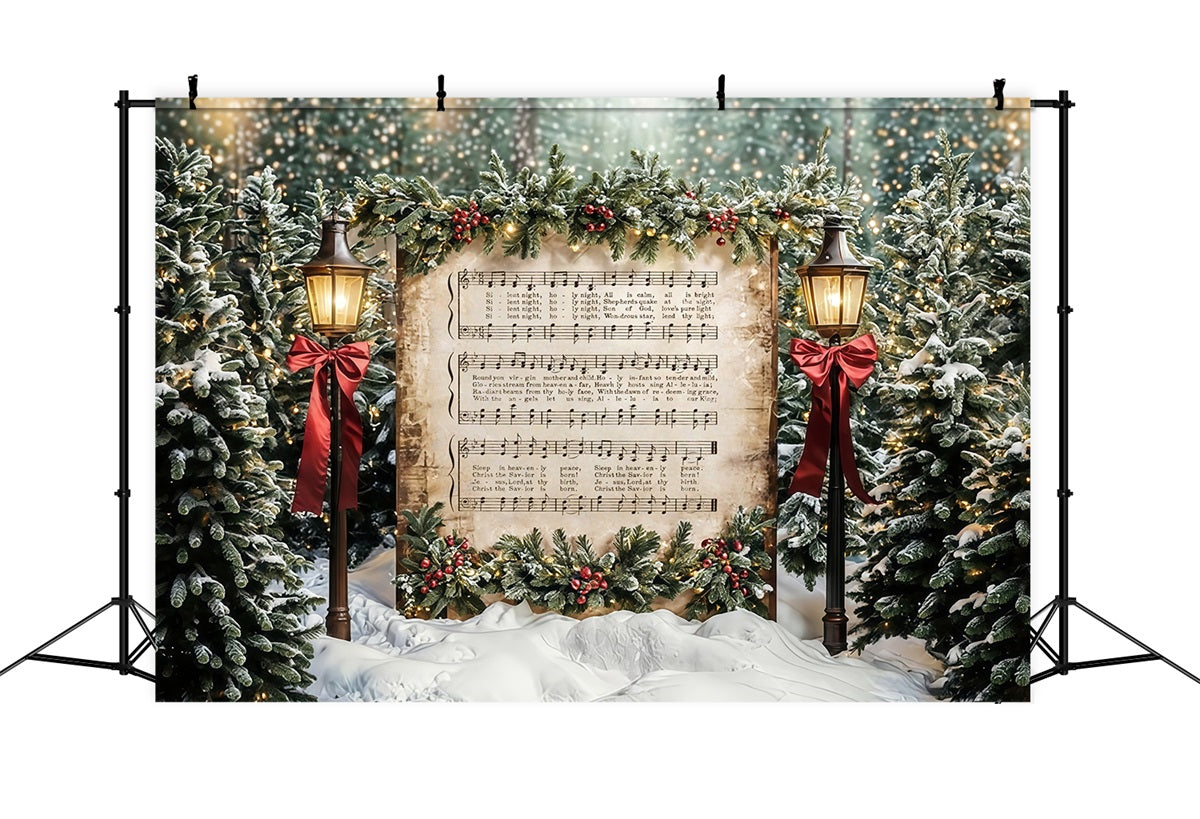 Joy To The World Backdrop Snowy Christmas Carol Music Christmas Backdrop MRR9-24