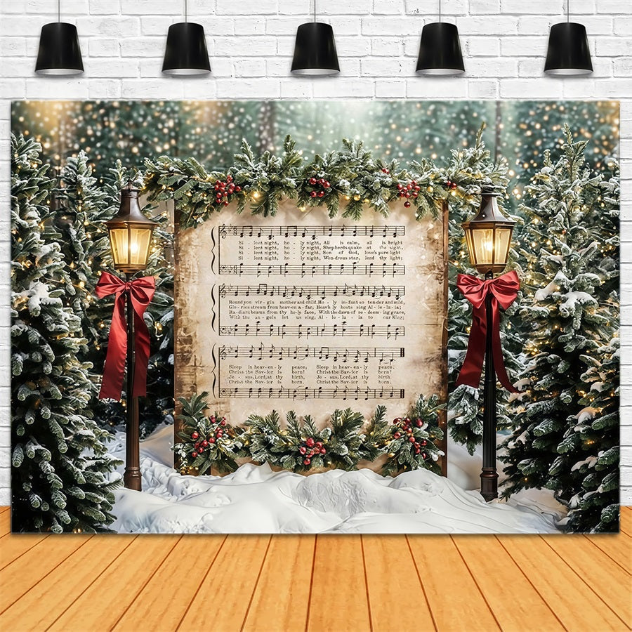 Joy To The World Backdrop Snowy Christmas Carol Music Christmas Backdrop MRR9-24
