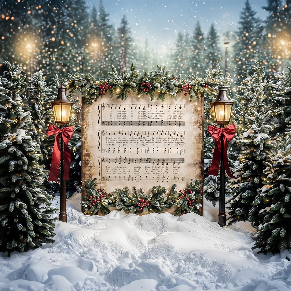 Joy To The World Backdrop Snowy Christmas Carol Music Christmas Backdrop MRR9-24
