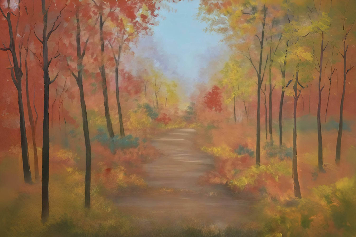 Fall Forest Backdrop Colorful Autumn Forest Path Autumn Backdrop MRR9-30