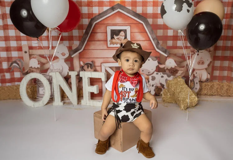 Kids Photo Backdrop Cartoon Farm Animals Barn Newborn Backdrop MRR9-31